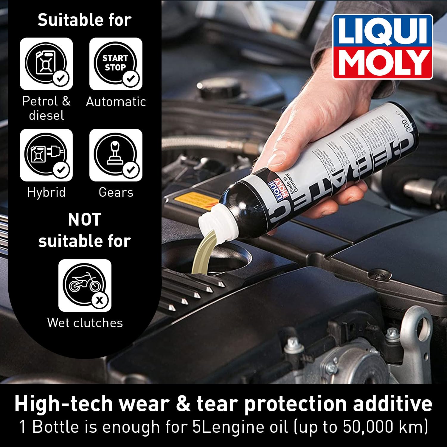 LIQUI MOLY Oil Additive Cera Tec 20002 Ceramic Wear & Tear Protection for Petrol & Diesel Engines Smoother Engine Performance, Less Friction & Lower Fuel Consumption 300 ml