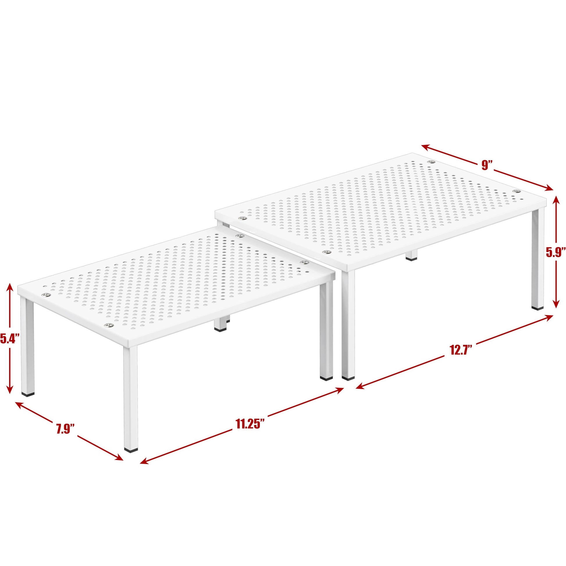 Simple Houseware Expandable Stackable Kitchen Counter Shelf Organizer, White, Metal Top, 11.25"L x 7.9"W x 5.4"H