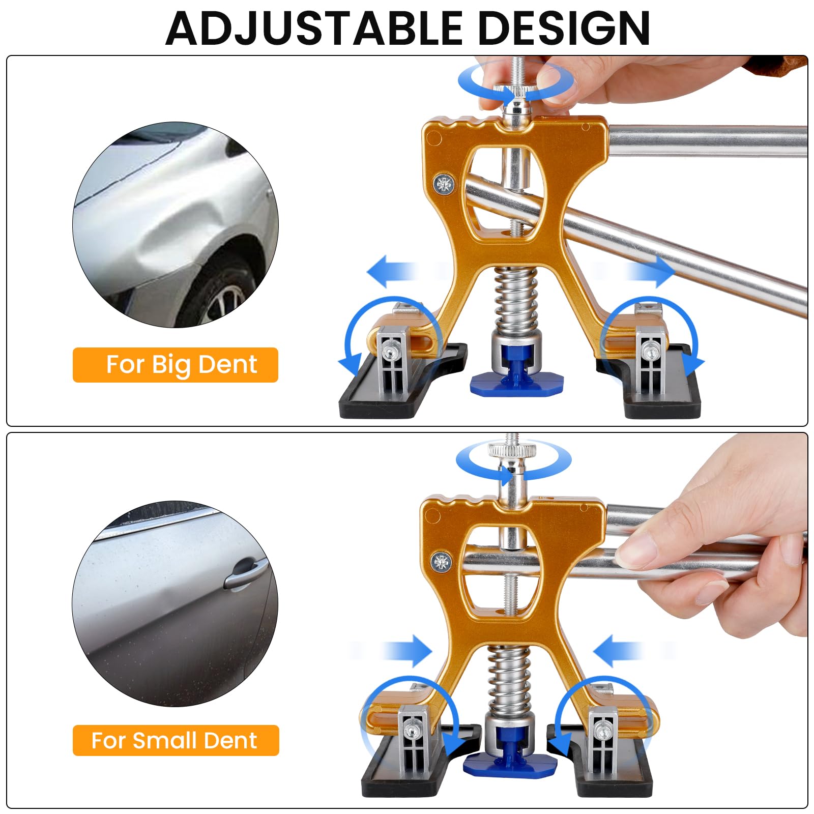Car Dent Puller Kit, 135 PCS Paintless Dent Removal Kit, Car Dent Repair Kit with Slide Hammer 2 in 1 T-bar, Golden Lifter, Bridge Puller, Suction Cup, Dent Remover Tool for Car Hail Damage DIY Repair