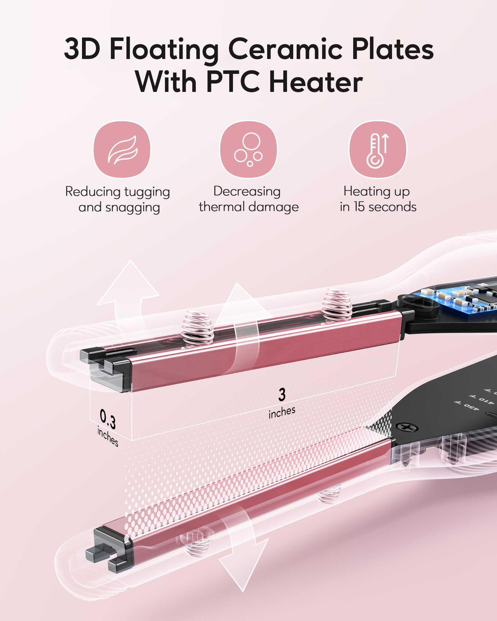 Wavytalk 3/10" Small Flat Iron, Pencil Flat Iron for Short Hair, Pixie Cut and Bangs, Curling Iron for Short Hair, Mini Hair Straightener for Edges with Anti-Pinch Design, Tiny Hair Straightener