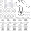 925 Sterling Silver Plated Earring Hooks 150 PCS/75 Pairs,Ear Wires Fish Hooks,500pcs Hypoallergenic Earring Making kit with Jump Rings and Clear Silicone Earring Backs Stoppers (Silver)