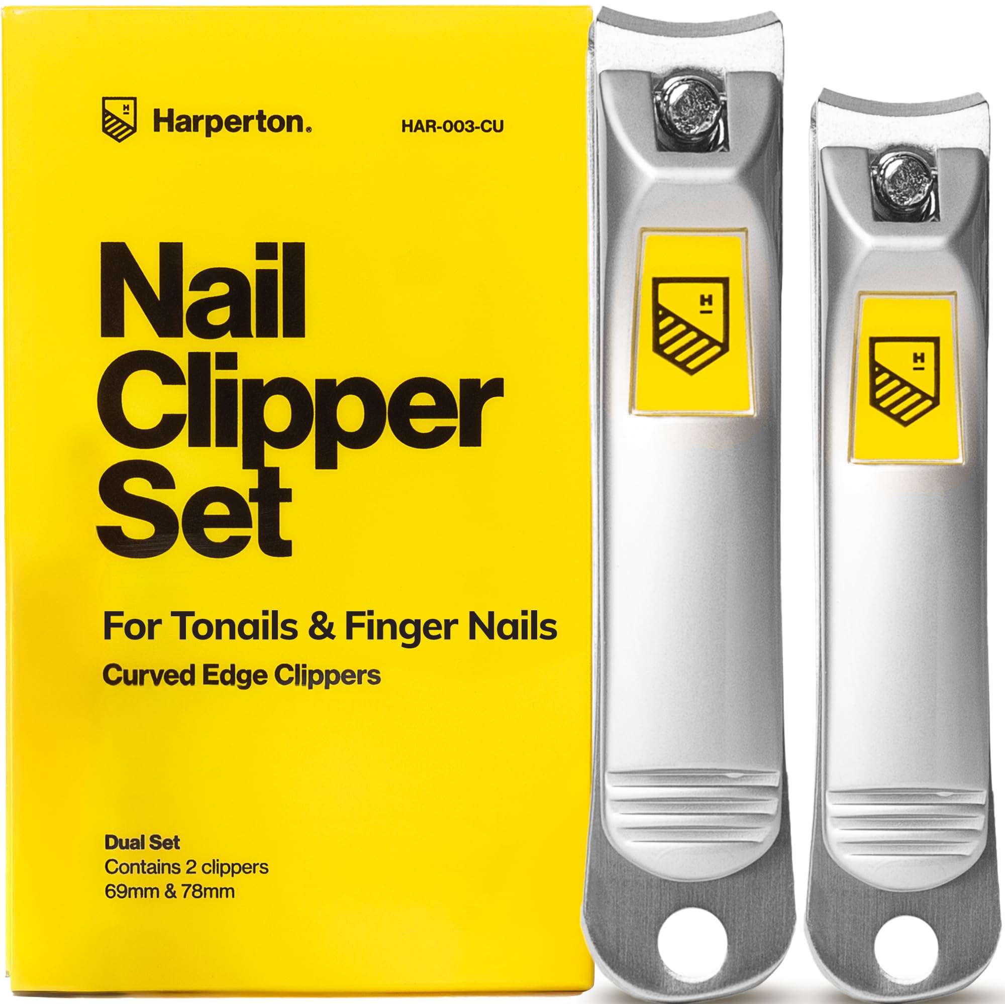 Ultra Sharp Nail Clippers Set - 2 Pack Stainless Steel Fingernail & Toenail Trimmers with Built-in Nail File for Women & Seniors (Silver)