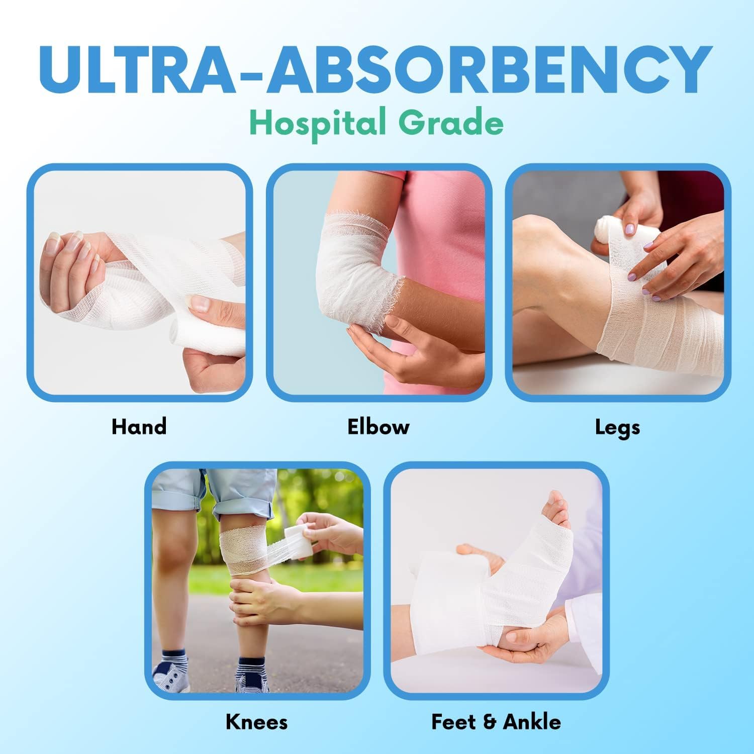 HEALQU Premium Gauze Rolls - 4' x 4 Yards - 24 Rolls, Individually Wrapped Conforming Stretch Gauze Bandage - Super Soft Woven Stretch Bandages for Primary Wound Dressing Support