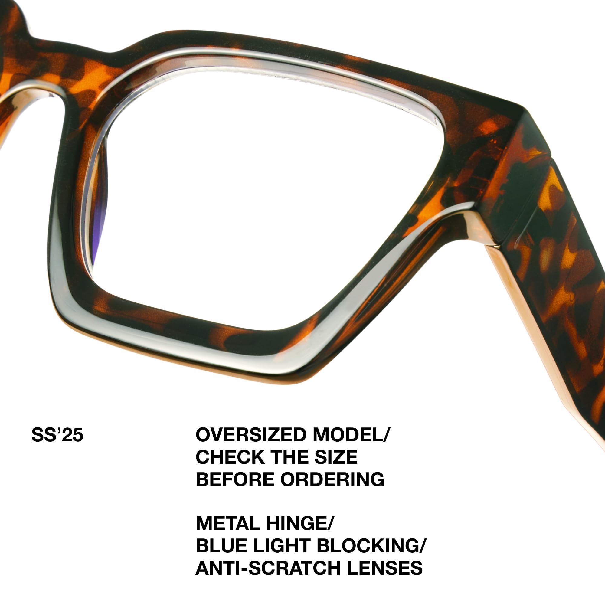 livho Oversized up to 99% Blue Light Blocking Glasses for Woman - Rectangle Fashion Glasses for Computer, Chic Preppy Frame - Anti Eyestrain