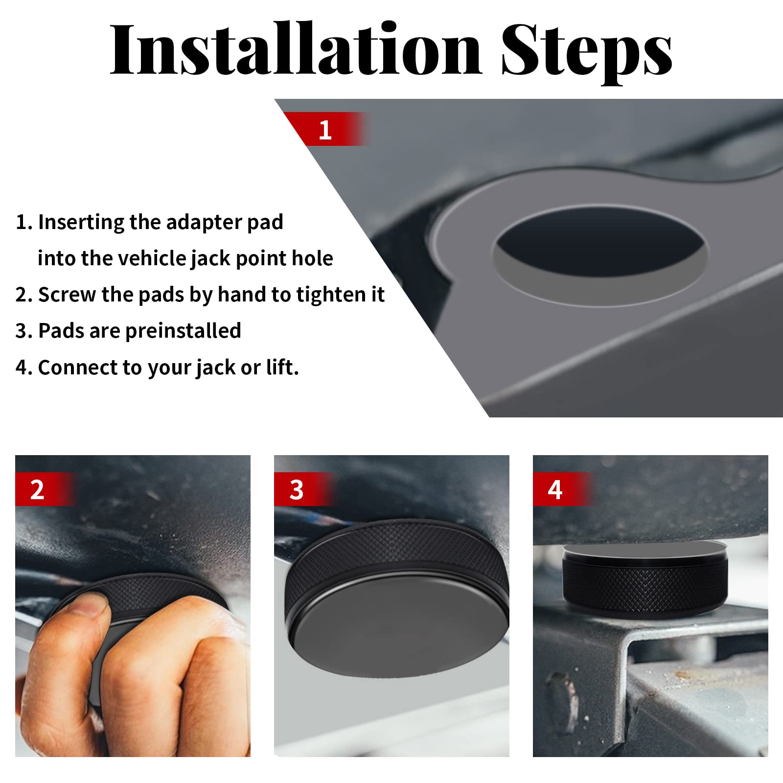 Chirano Lifting Jack Pad for Tesla Model 3/S/X/Y, 4 Pucks with Storage Case, Accessories for Tesla Vehicles 2013 to 2025