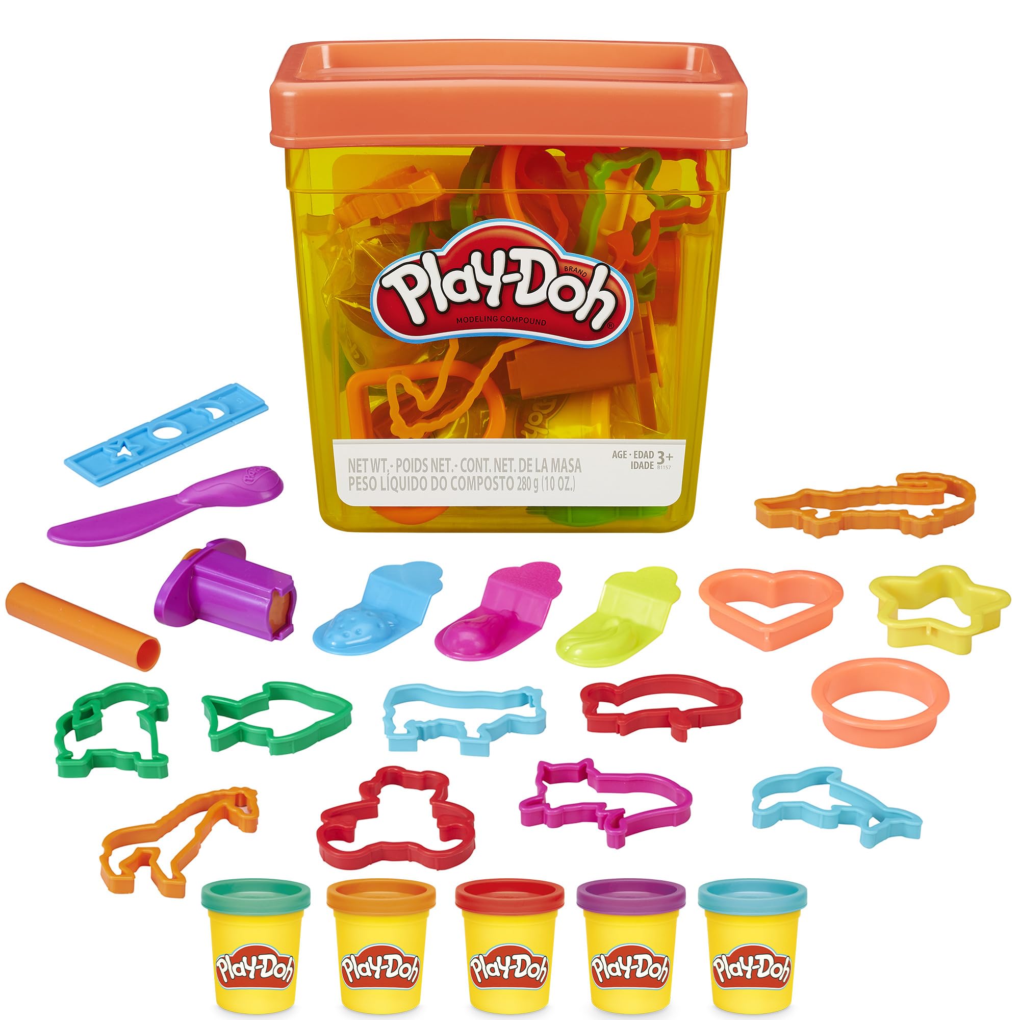 Play-Doh Fun Tub Set, 19 Accessories & Reusable Storage Container, Preschool Toys, Kids Arts & Crafts, Back to School Gifts, Ages 3+ (Amazon Exclusive)