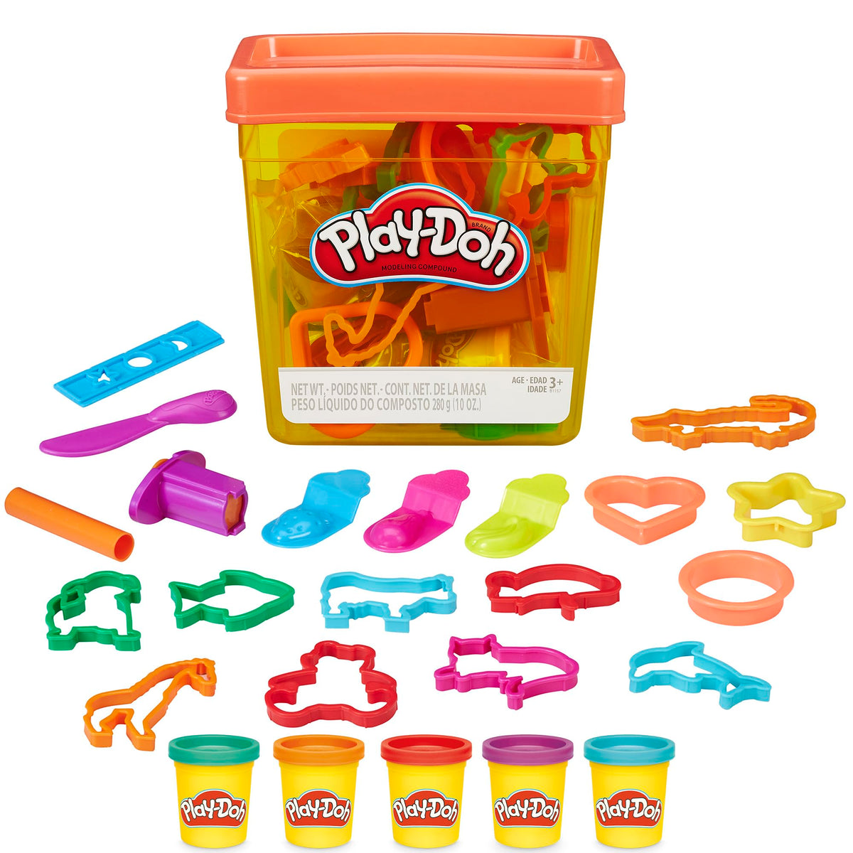 Play-Doh Fun Tub Set, 19 Accessories & Reusable Storage Container, Preschool Toys, Kids Arts & Crafts, Back to School Gifts, Ages 3+ ( Exclusive)
