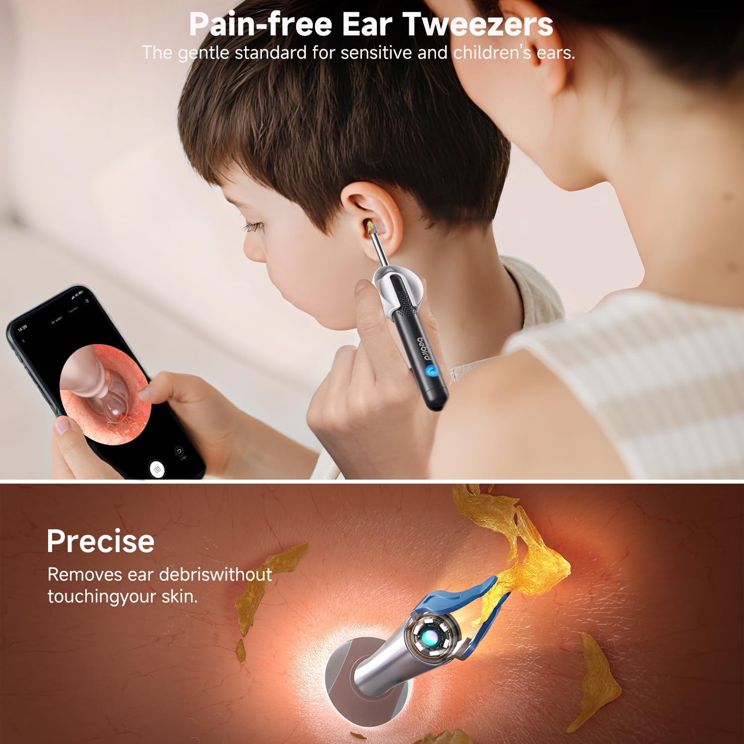 BEBIRD R1 Ultra Ear Wax Removal, Ear Cleaner with Camera Ear Scope, Wax Remove Ear Pick with Ear Otoscope Tweezers, Visual Dropper Cleaning Kit, Ear/Nose/Throat Examination Tool with Light for Family