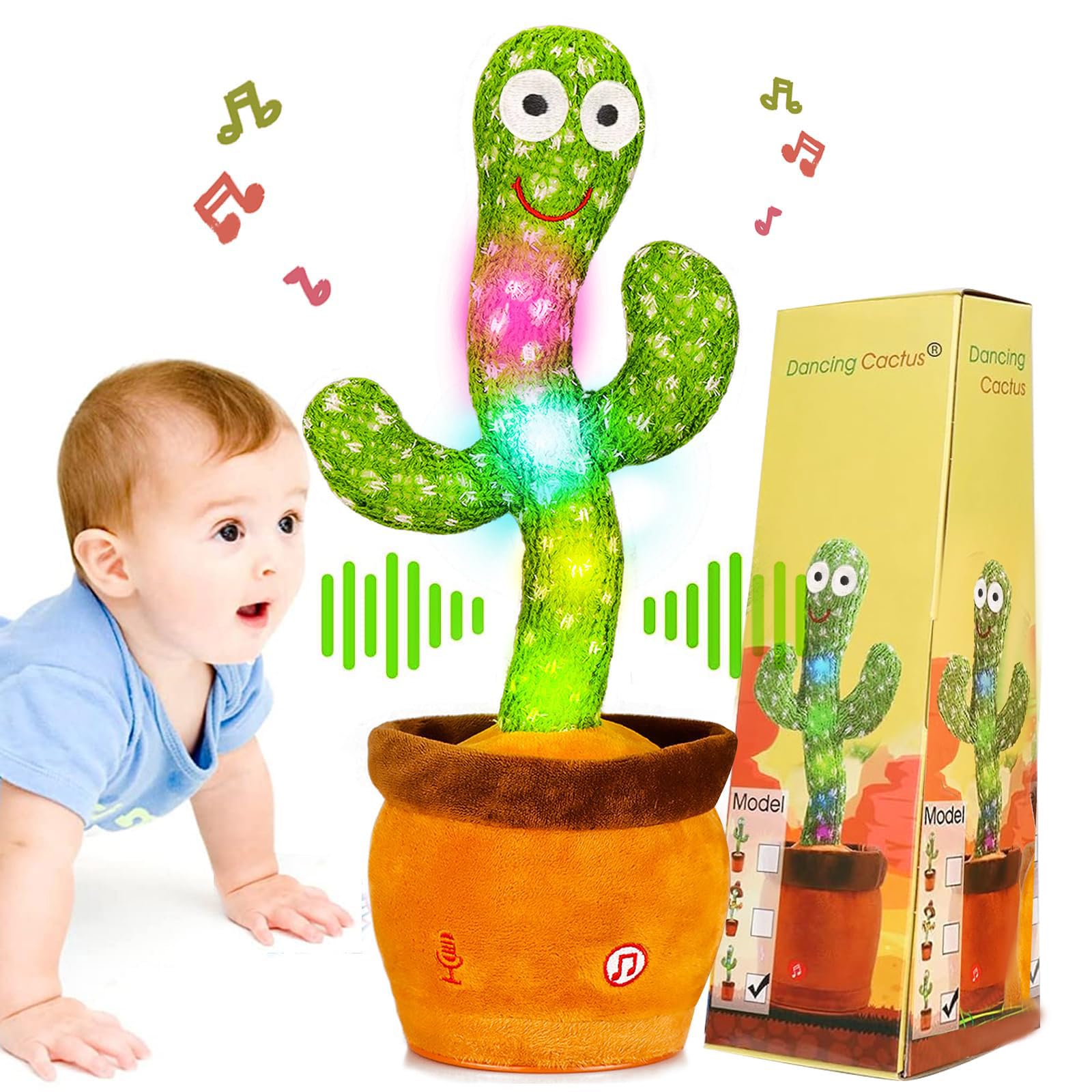 Baby Dancing Cactus for Baby Toys Boys Girls, Dancing Cactus Mimicking Toy Talking Cactus Toy Baby Toys, Singing Sunny Cactus Talking Imitation Toys Glowing Musical Toys Children's Educational Toys