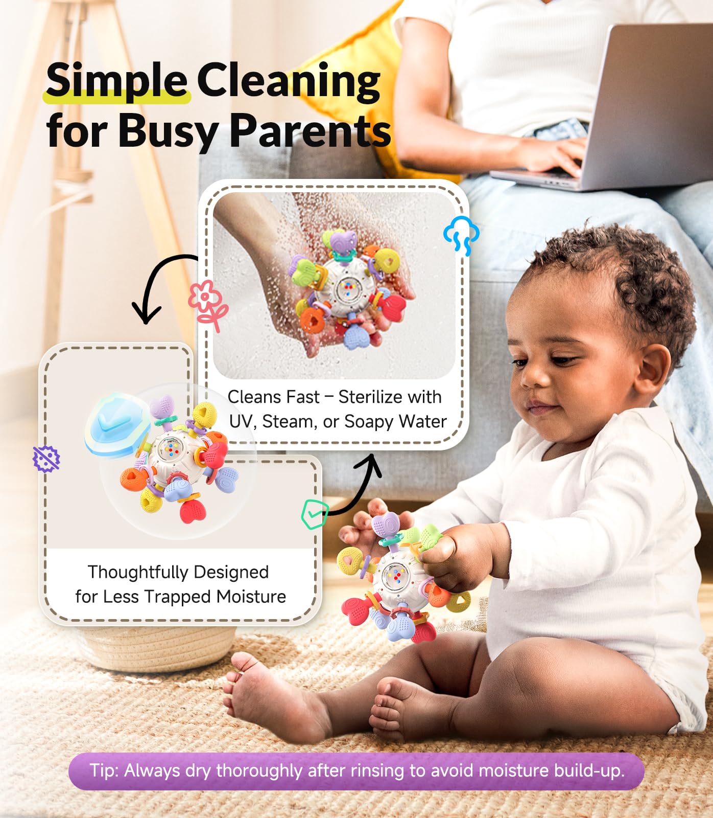 Baby Teething & Rattle Toys – Safe, Multi-Functional BPA-Free Silicone Sensory Learning Toys for Infant 0-12 Months–Teething Relief & Fun Play – Perfect Baby Gift for Boys & Girls