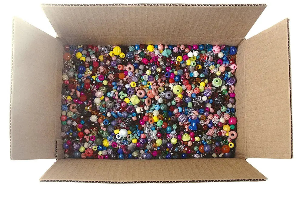 The Beadery Bonanza 5LB of Mixed Craft Beads, Sizes, Plastic, Round, Multicolor