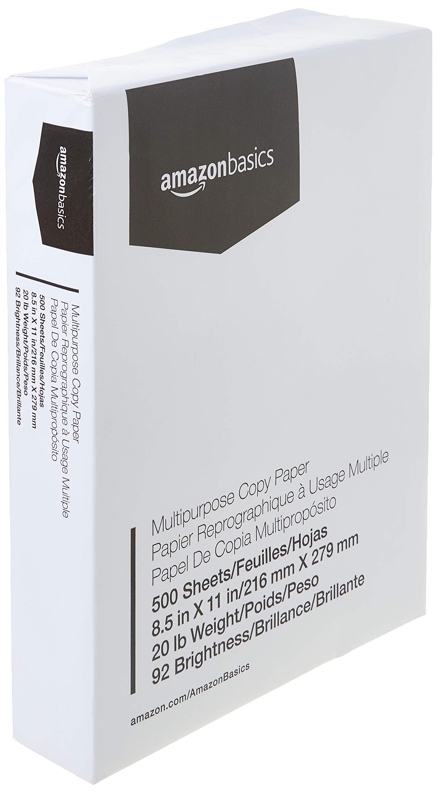 Amazon Basics Multipurpose Copy Printer Paper, 8.5" x 11", 20 lb, 10 Reams, 5000 Sheets, 92 Bright, White