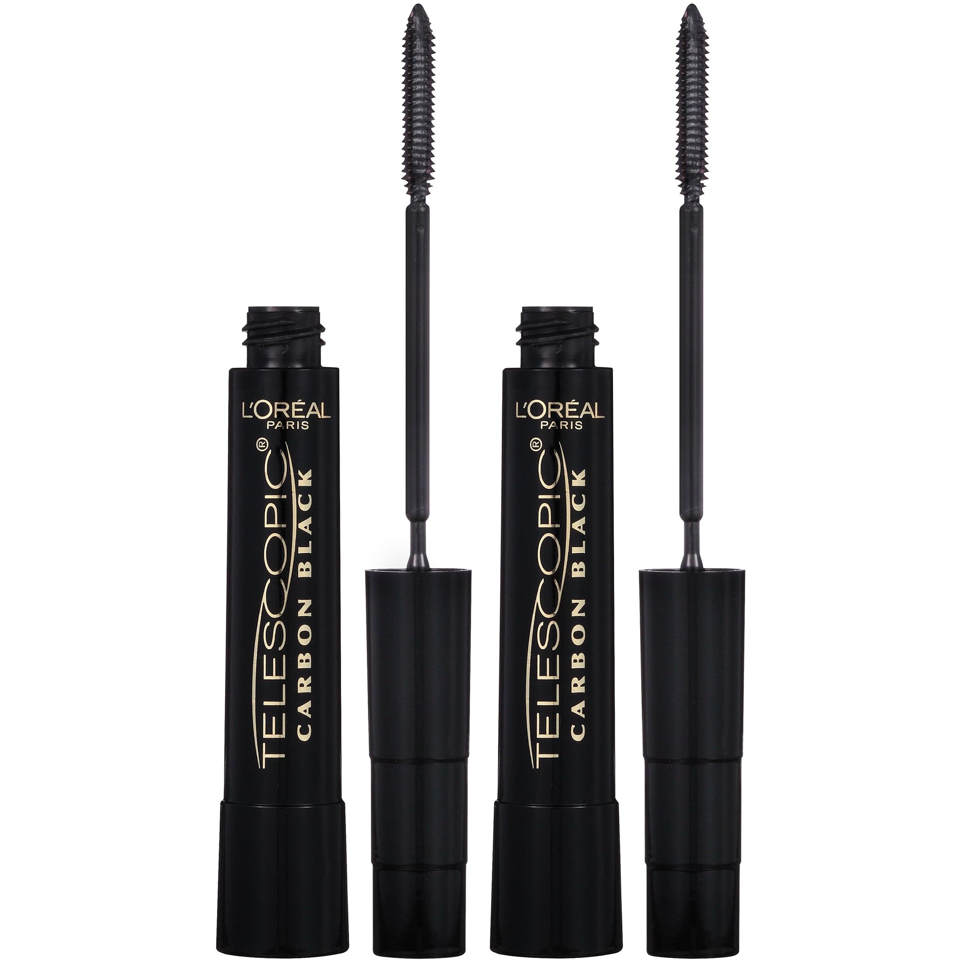 L'Oreal Paris Makeup Telescopic Original Lengthening, Lash Separating Mascara with Dual Precision Brush, Washable, Blackest Black, 0.27 Fl Oz., 2 Count