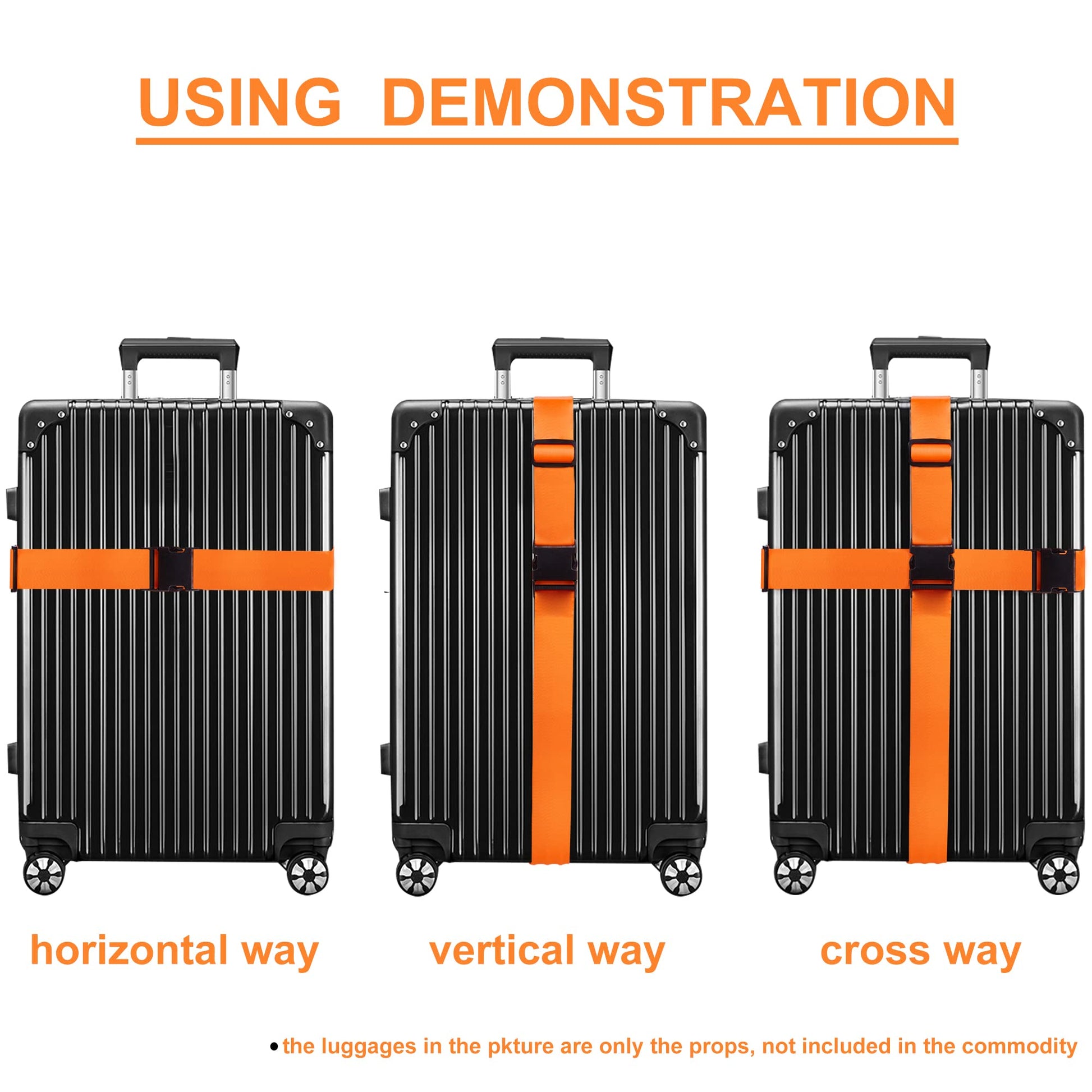 Luggage Straps for Suitcases TSA Approved Travel Belt 4 Pack by Chelmon(Orange)