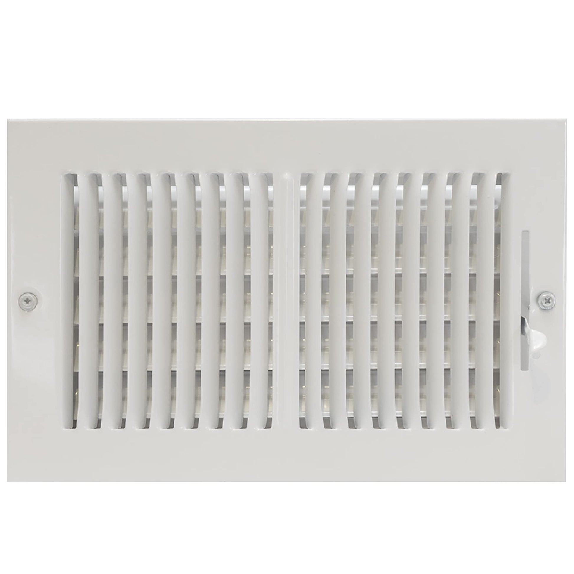 EZ-FLO 10 x 4 Inch (Duct Opening) White Air Vent Cover for Wall or Ceiling, Two-Way Ventilation Register, 11-3/4 Inch x 5-3/4 Inch (Overall Dimensions), Solid Steel HVAC Cover, 61609