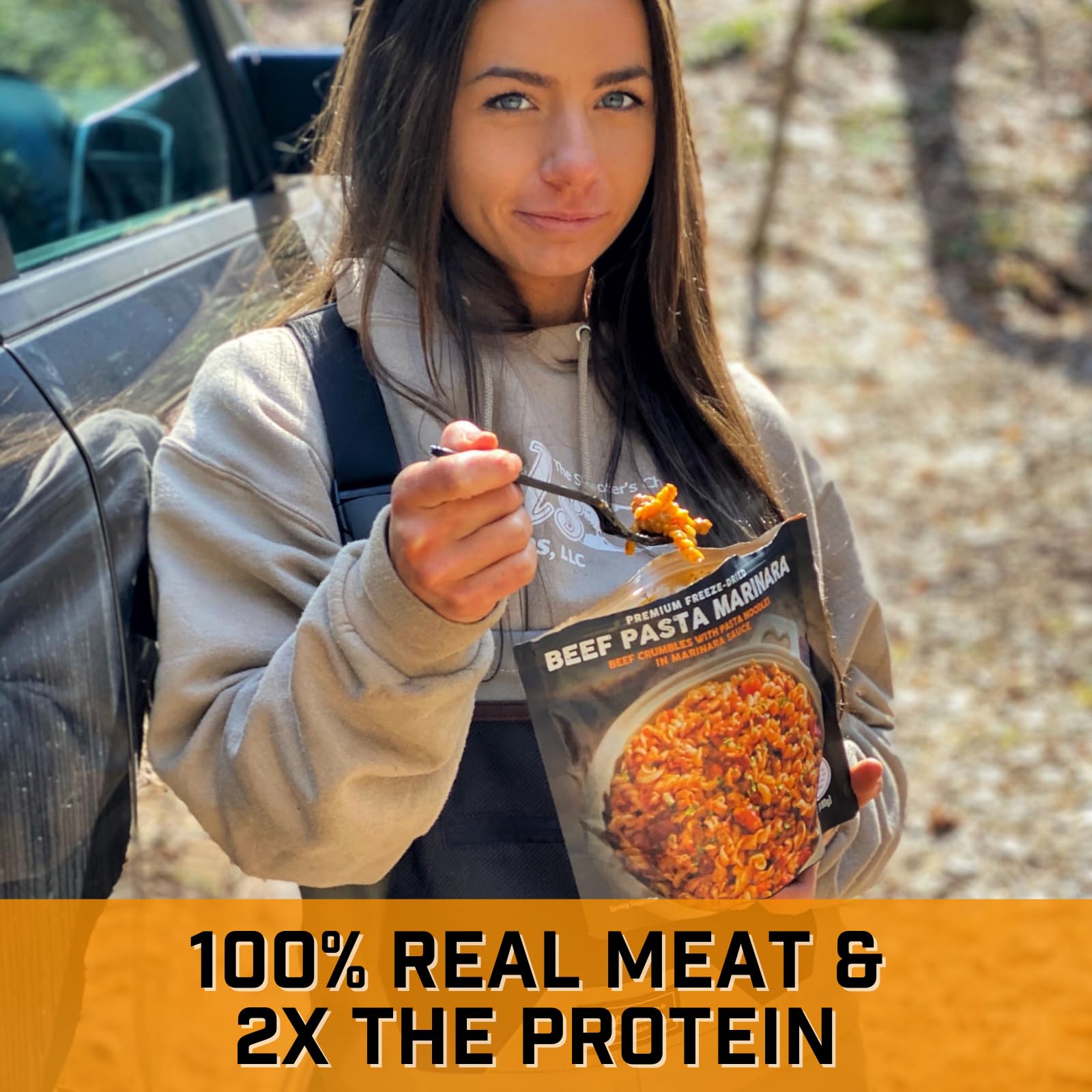 Peak Refuel Beef Pasta Marinara | 49g Protein | 1040 Calories | 100% Real Meat | Premium Freeze Dried Backpacking & Camping Food | 2 Servings | Ideal MRE Survival Meal (2 Serving Pouch)