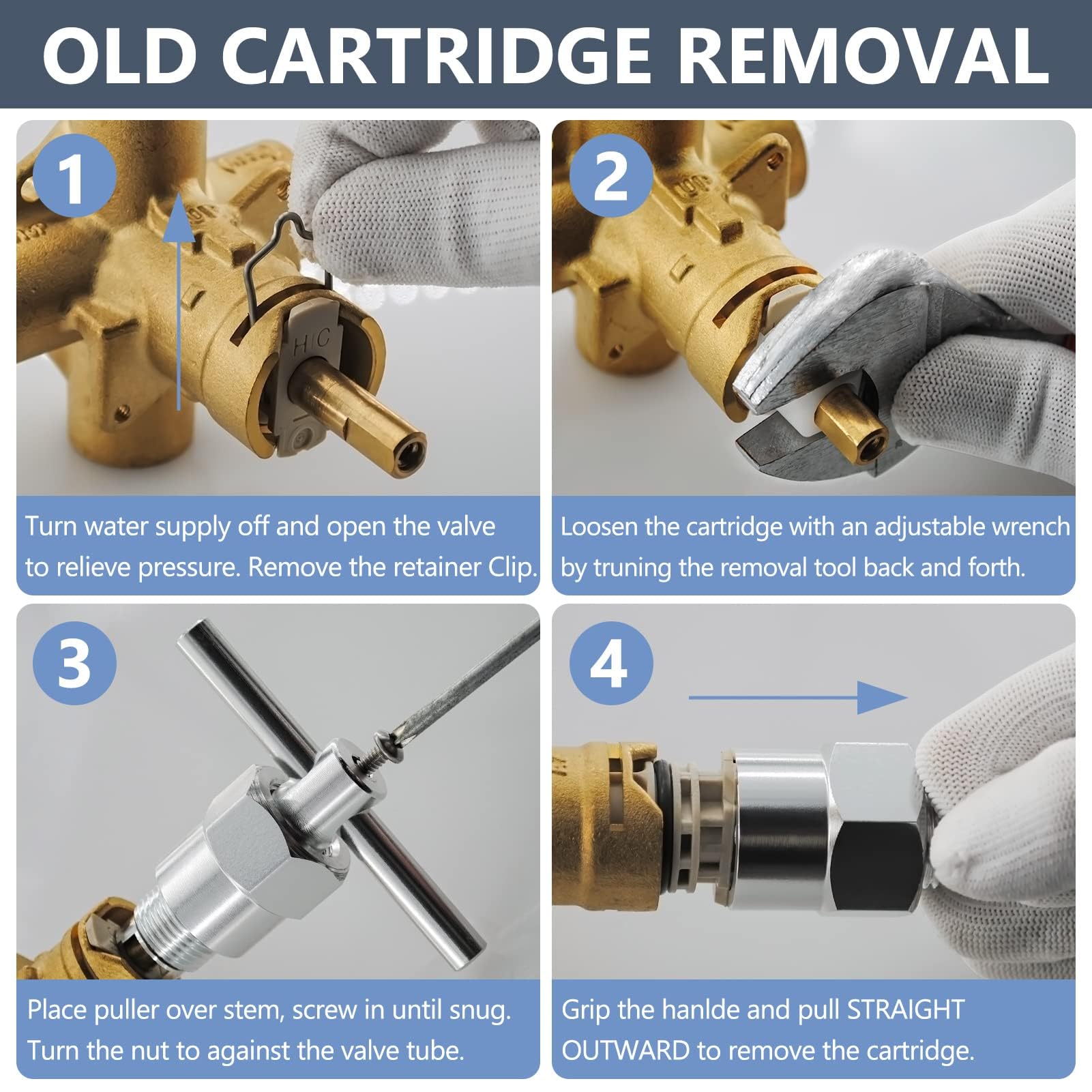 1222 Cartridge Kit for Moen 1222 Replacement Cartridge with Removal Tool 104421 and Handle Adapter 116653, for Moen Posi Temp Shower Repair