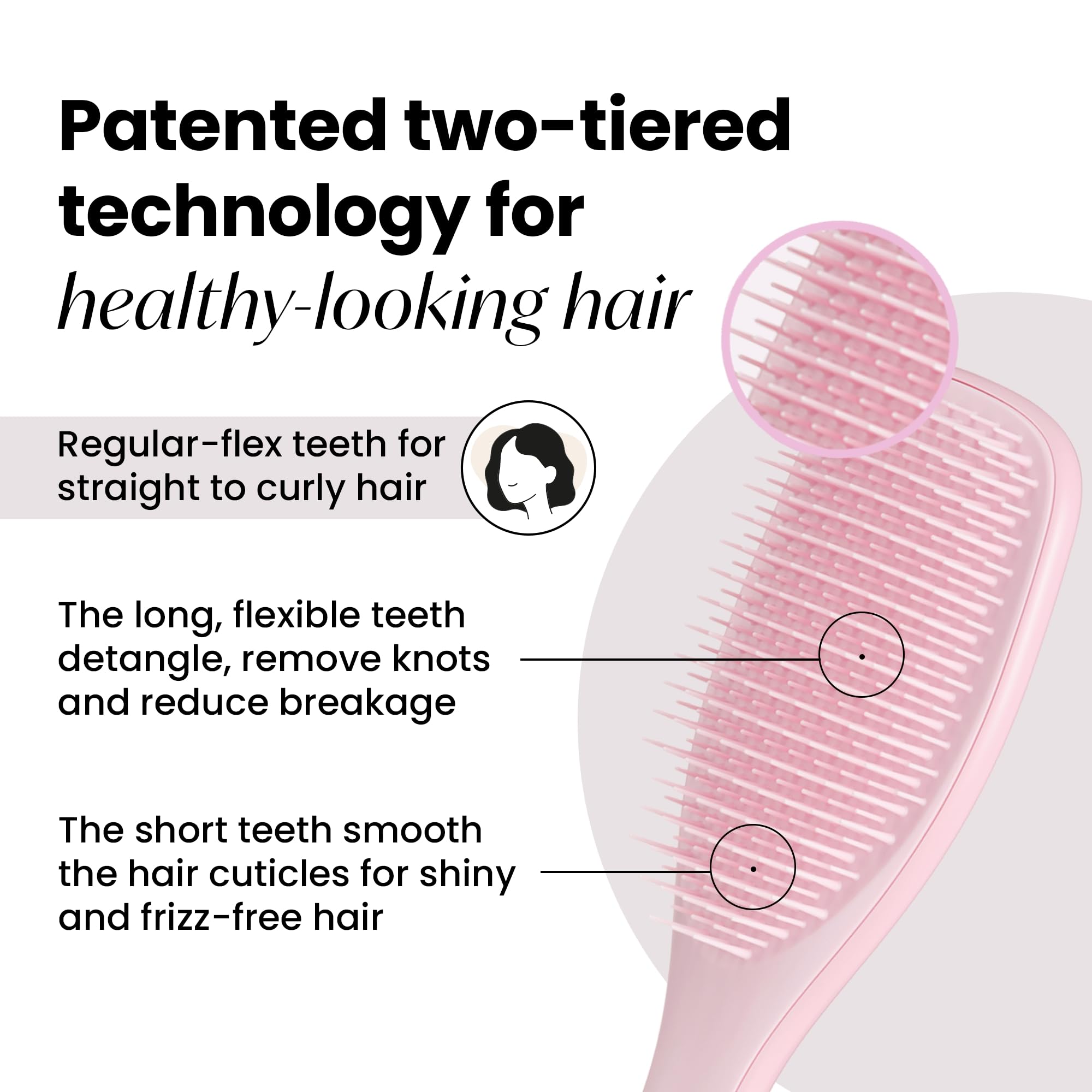 Tangle Teezer Ultimate Detangler Hairbrush for Wet & Dry Hair, Eliminates Knots & Reduces Breakage for All Hair Types, Millennial Pink