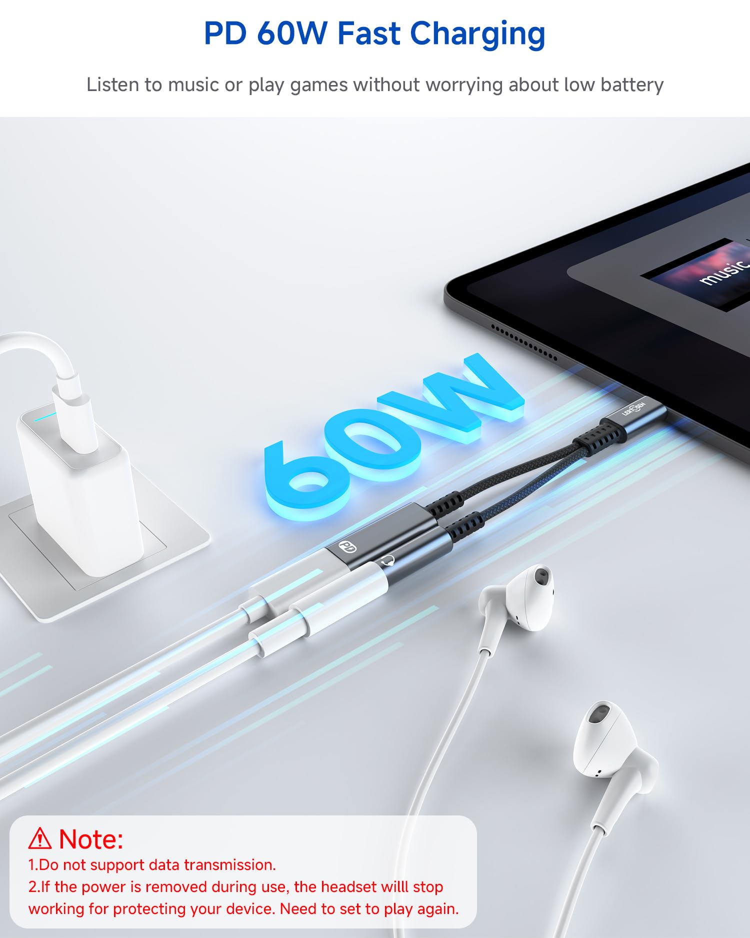 LERTOSEN USB C to 3.5mm Headphone and Charger Adapter, 2 in 1 USB C to Aux Audio Jack with PD Fast Charging Dongle Cable Cord for Phone 16 15 Pro Max Samsung Galaxy S25 S24 S23 Pixel Ultra,iPad Pro