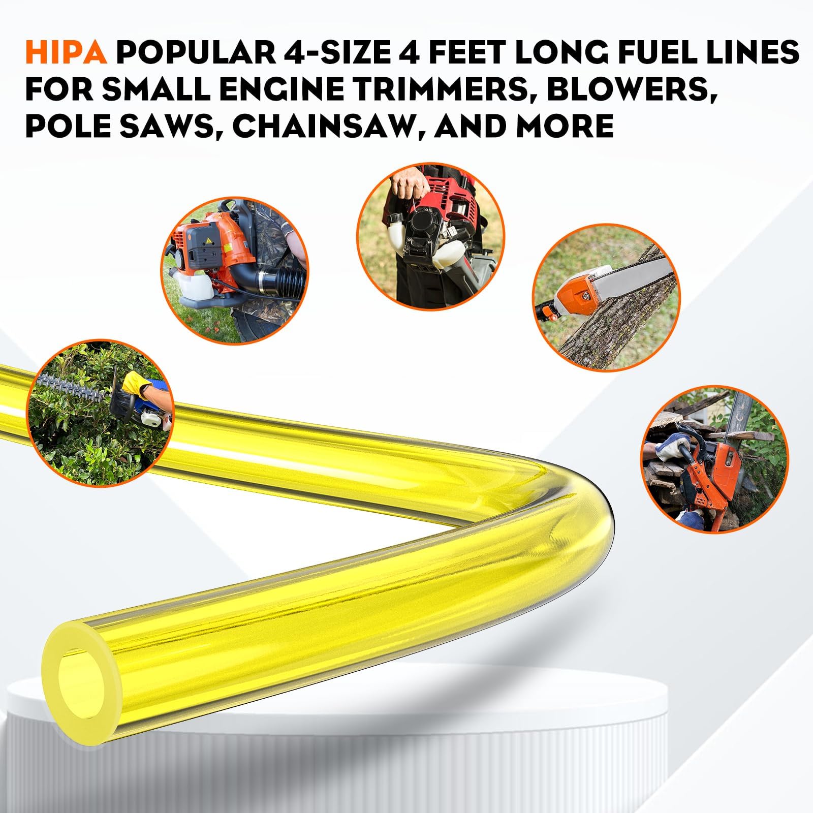 Hipa 4 Size Gas Fuel Line Hose Tubing 4 ft. Each for Small Engine Chainsaw Lawn Mower String Trimmer WeedEater Blower Model Parts I.D x O.D 1/8" x 3/16" 3/32" x 3/16" 1/8" x 1/4" .08" x .14"