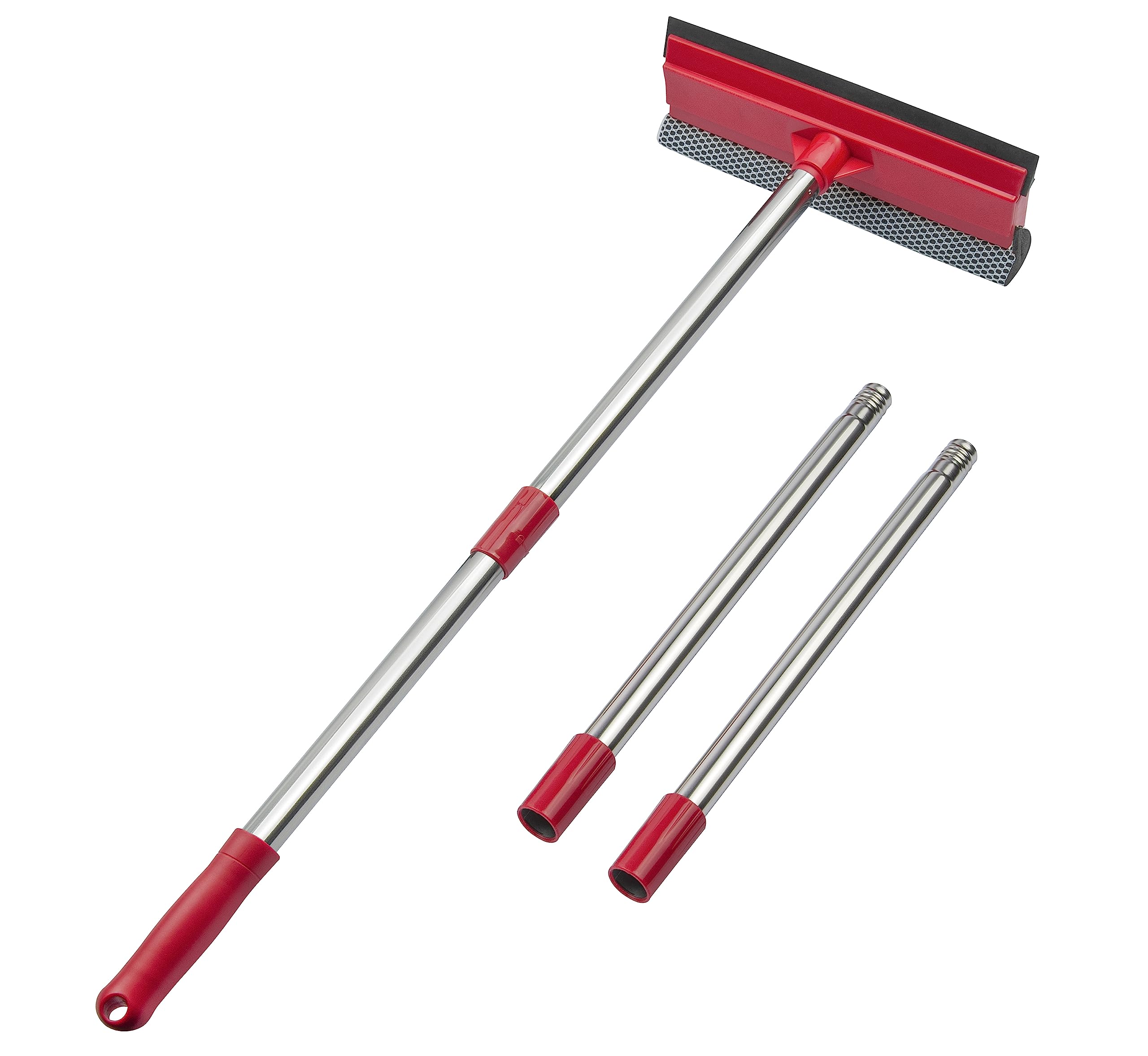 DSV Standard Window Squeegee, 2-in-1 Window Cleaner with 55" Extension Poles, Window Washing Kit, Glass Door Cleaner, Multi-Use Car Windshield Cleaning Tool with Long Handle for High Outdoor Windows