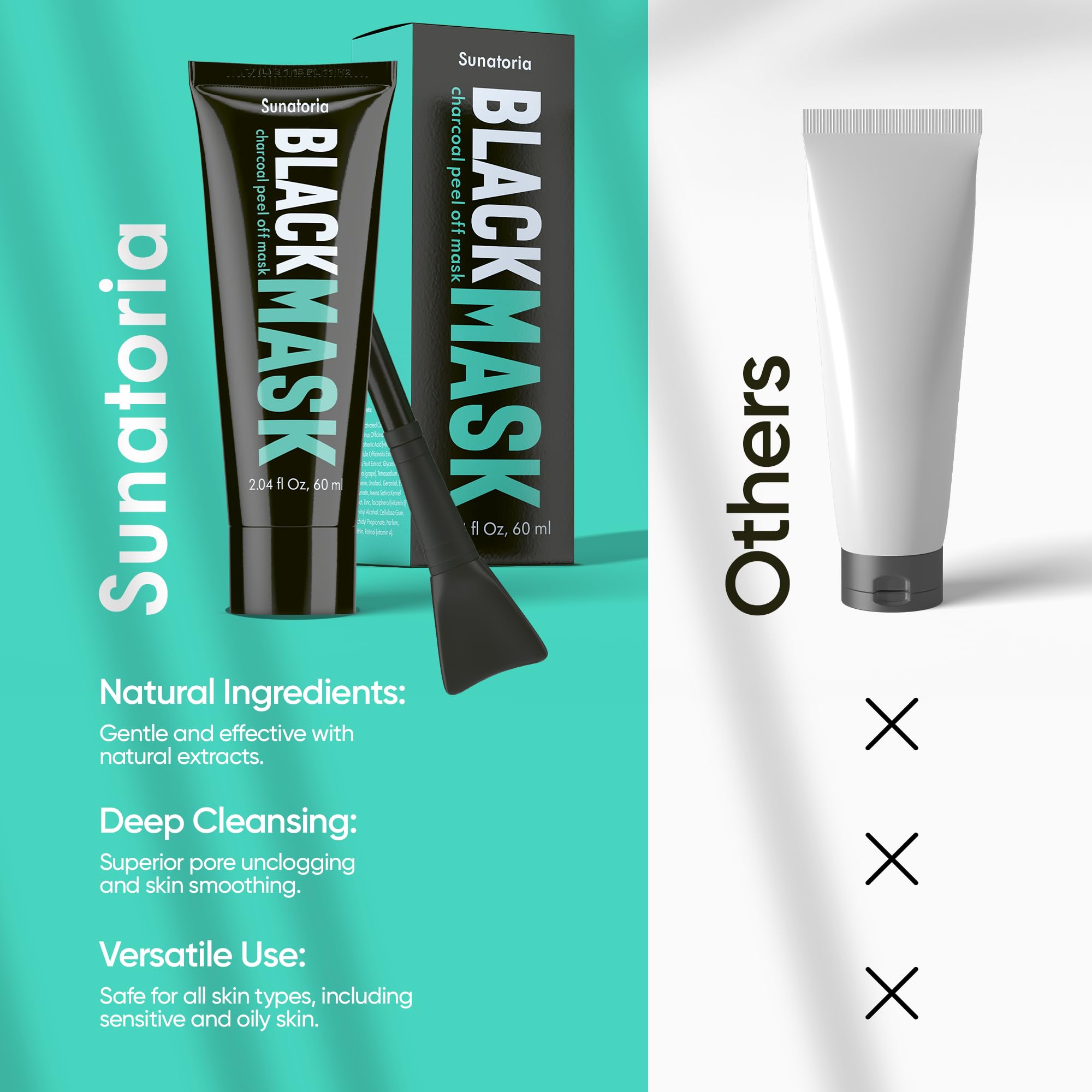 SUNATORIA Blackhead Remover Mask - for Women and Men - Activated Charcoal Peel Off Face Mask - Deep Pore Cleaner Nose Blackhead Remover Pore Release - Black Head Remover for Face Care