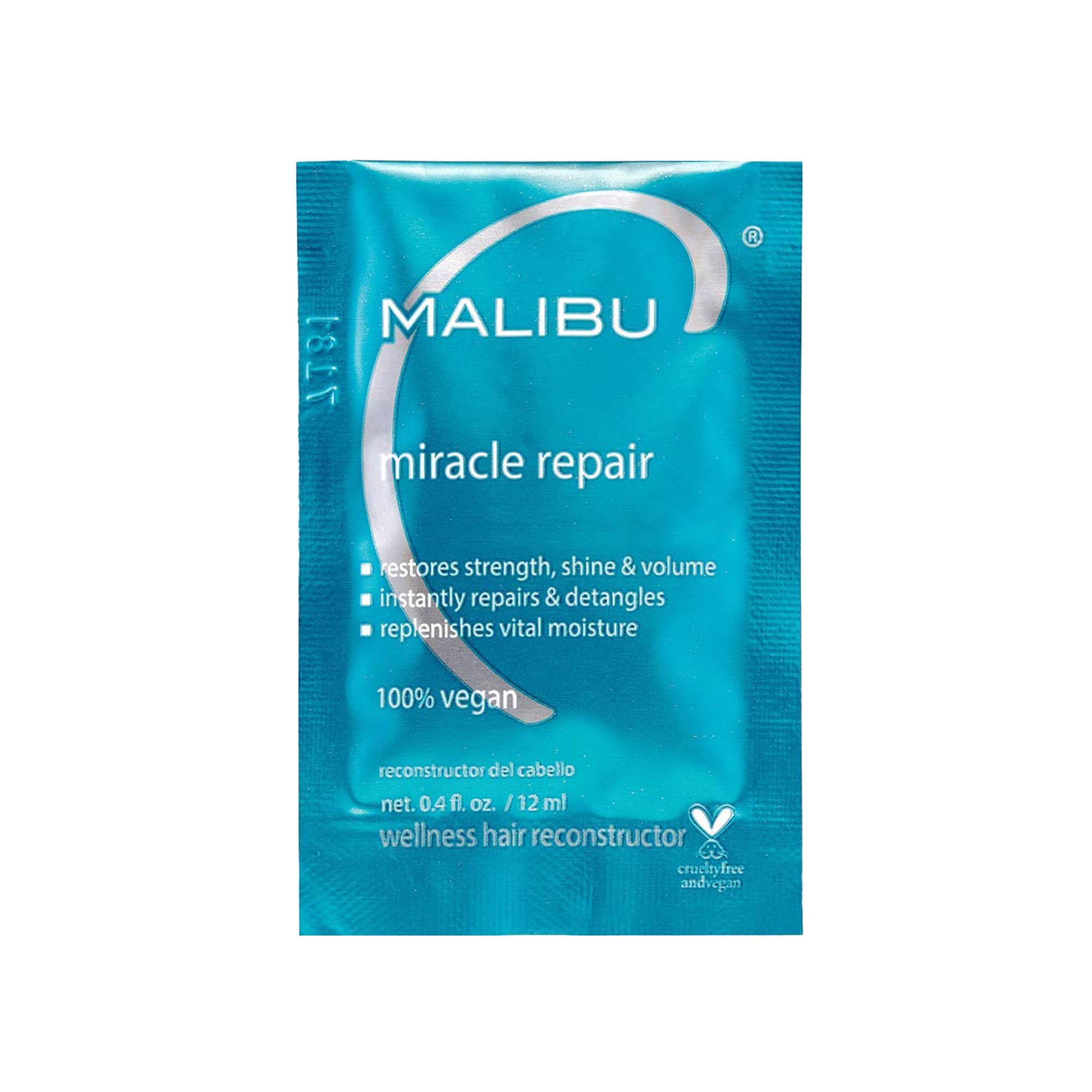 Malibu C Miracle Repair Hair Reconstructor (1 Packet) - Nourishing Hair Repair Treatment for Weak, Damaged Strands - Flax Protein & Vitamin B5 for Hair Strength