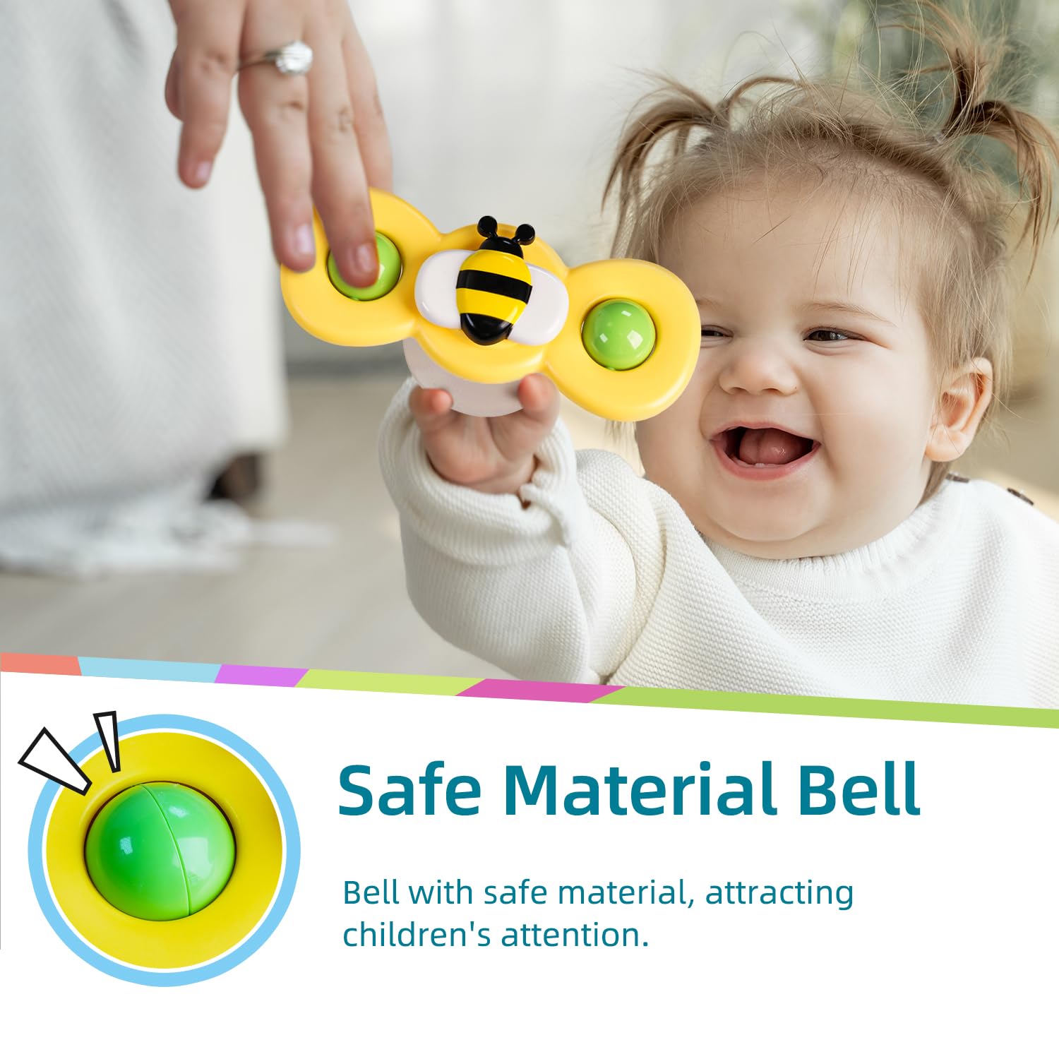 LiKee Strong Suction Cup Fidget Rotating Sensory Bath Toys for Baby, Airplane Car Travel Table & Window Toys for Toddler Boys and Girls, 12+ Months