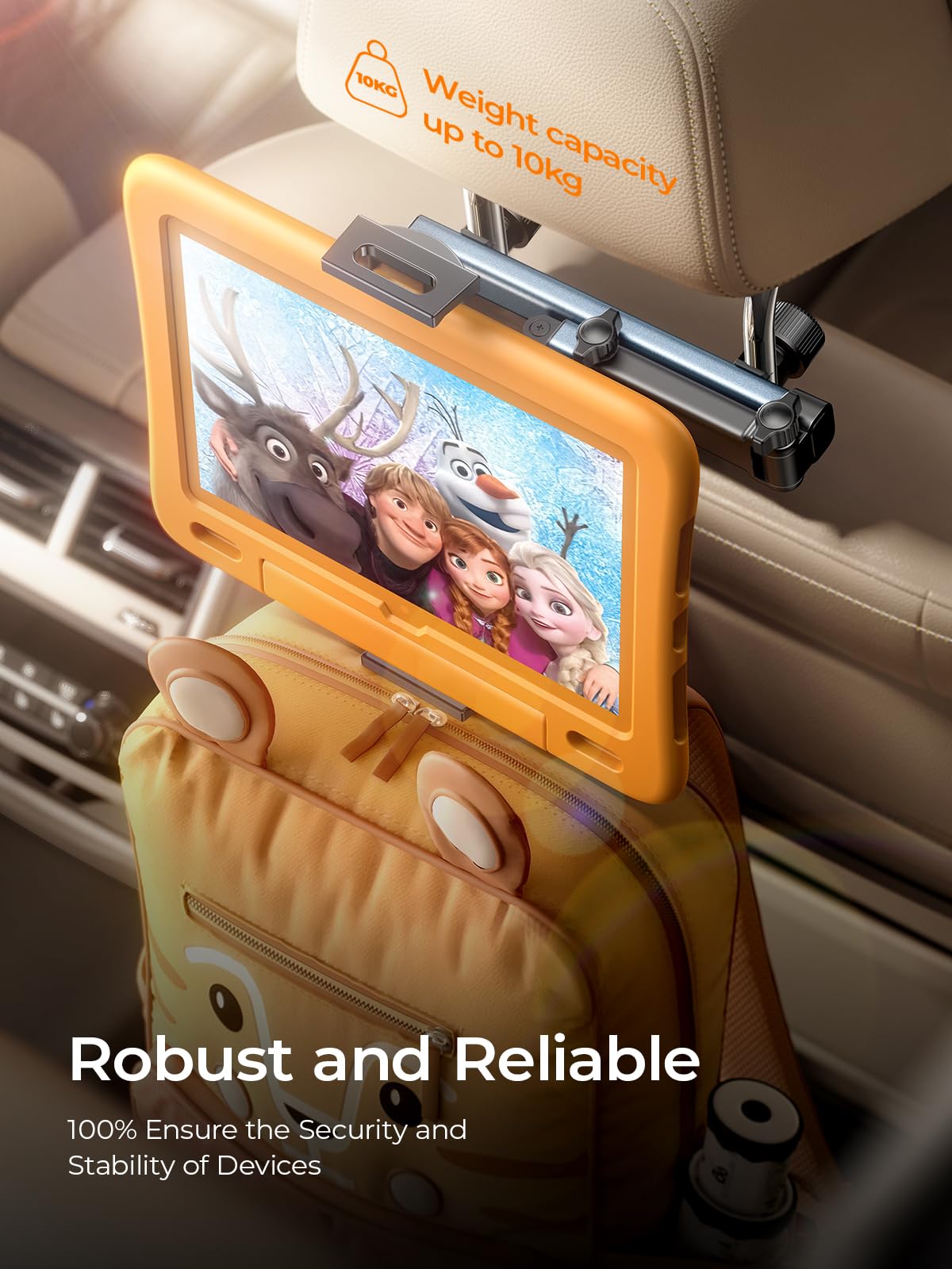 LISEN for iPad Holder Car Mount Road Trip Essentials Activities for Kids Car Accessories Women Interior, 3 in 1 Tablet Holder Backseat Camping Car Organizer Back Seat Headrest iPad Mount