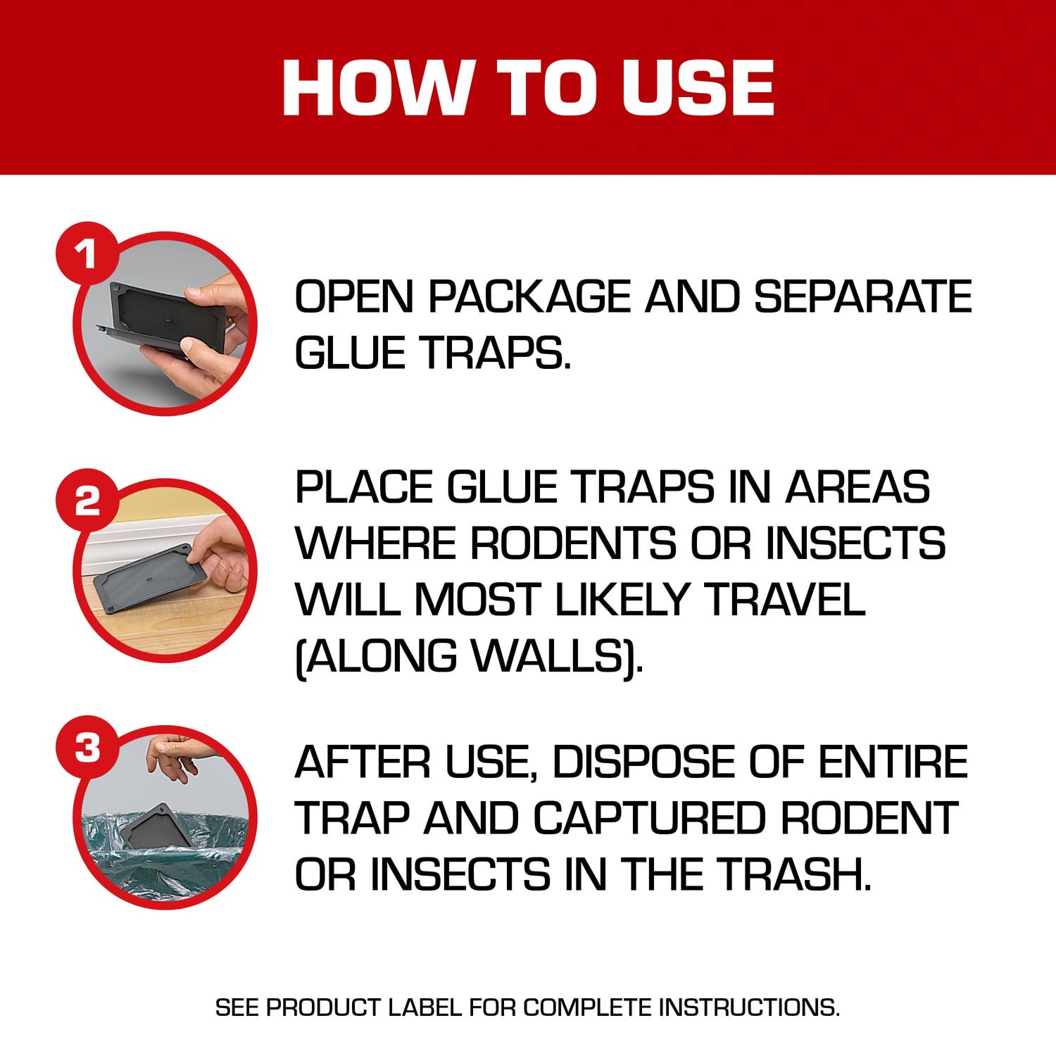Tomcat Glue Traps Mouse Size with Eugenol for Enhanced Stickiness for Mice, Cockroaches, and Spiders, 6 Traps