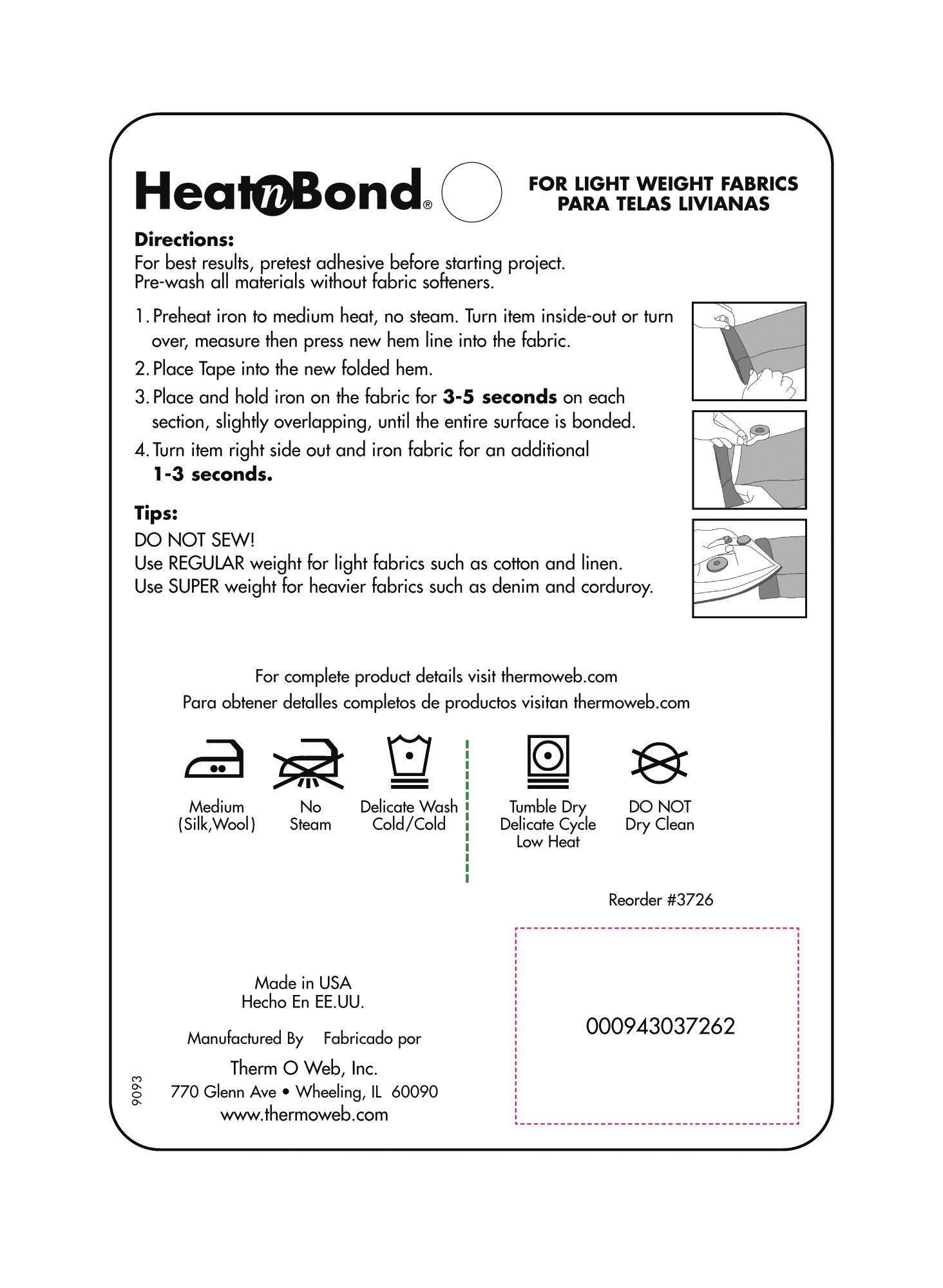 HeatnBond Hem Iron-On Adhesive, Regular Weight, Black