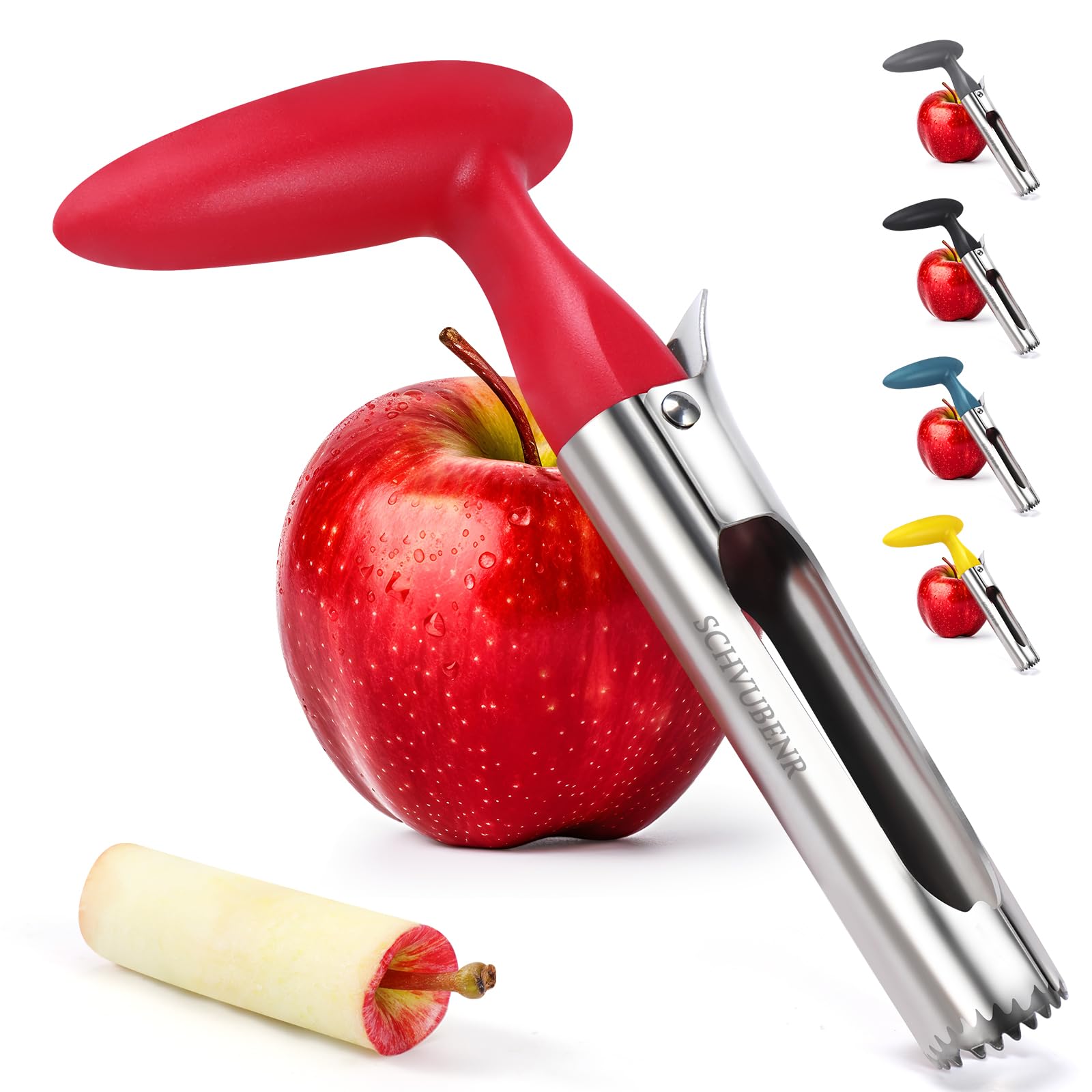 SCHVUBENR Premium Apple Corer Tool - Easy to Use and Clean - Sturdy Apple Core Remover with Sharp Serrated Blades - Stainless Steel Corers for Apple and Pear - Core Fruits with Ease(Red)