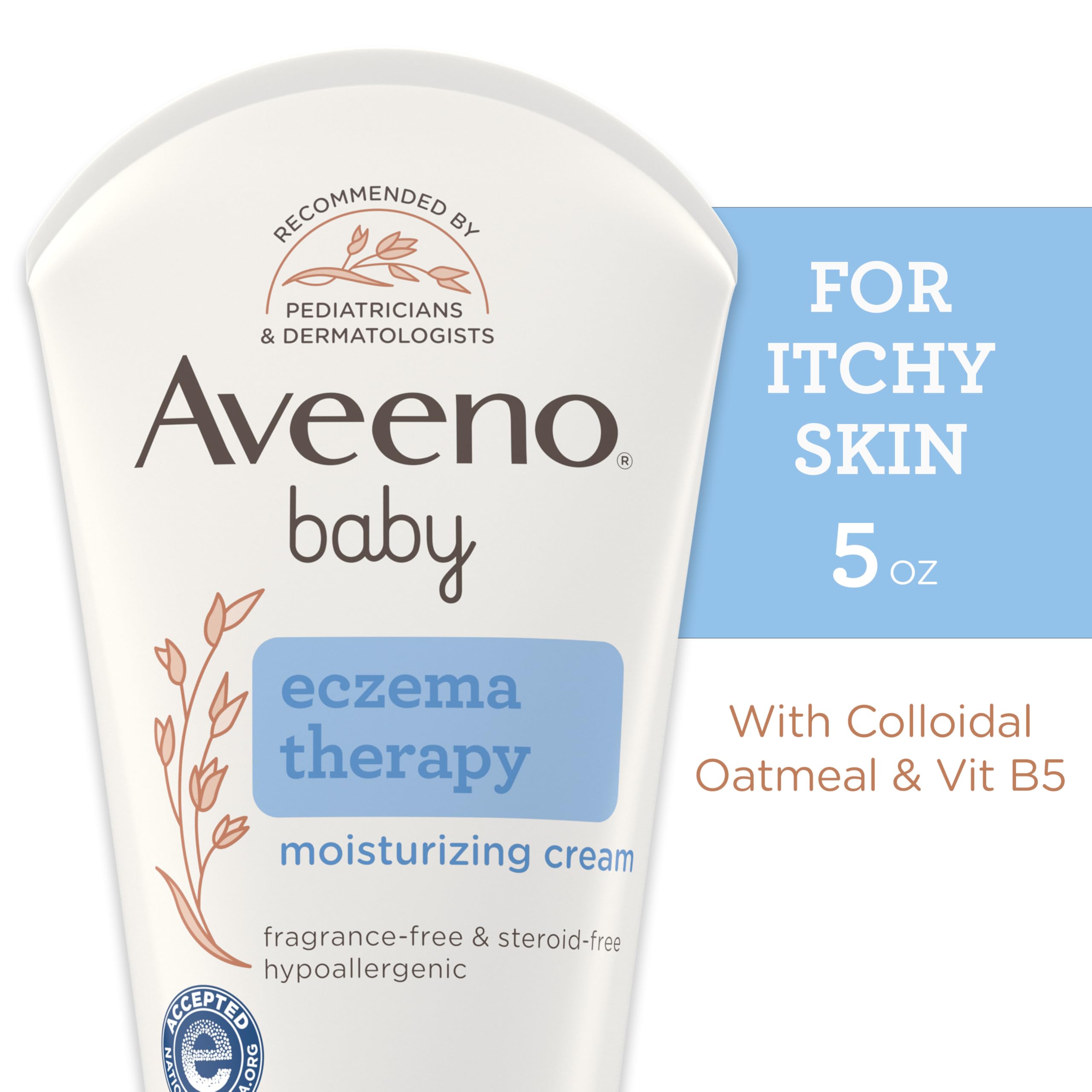 Aveeno Baby Eczema Therapy Moisturizing Cream, Natural Colloidal Oatmeal & Vitamin B5, Baby Eczema Cream for Dry, Itchy, Irritated Skin Due to Eczema, Paraben- & Steroid-Free, 5 fl. oz