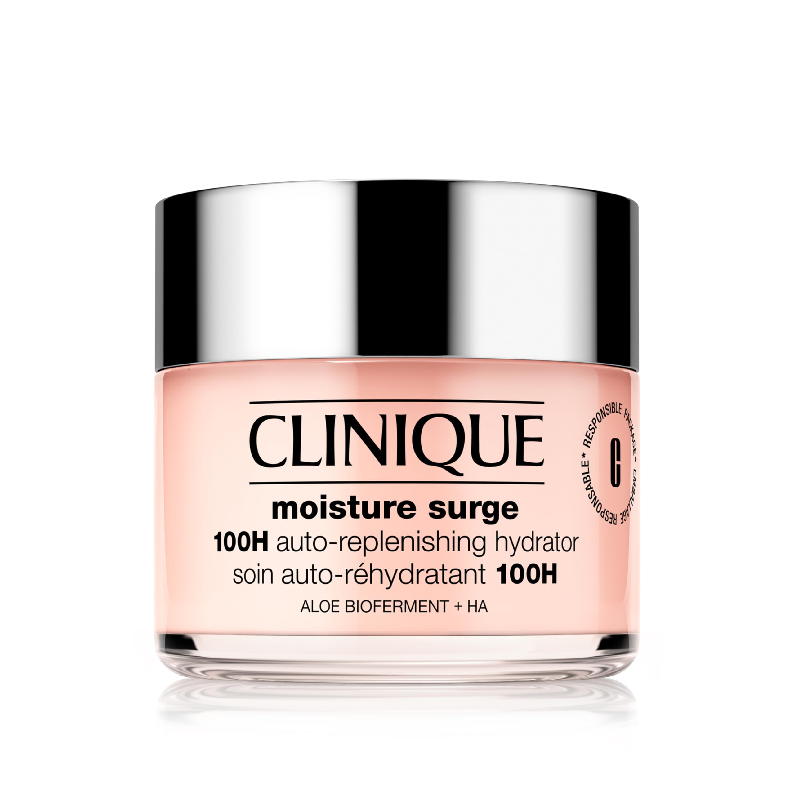 Clinique Moisture Surge 100H Auto-Replenishing Hydrator Oil Free Face Moisturizer With Hyaluronic Acid For All Skin Types | Hydrating + Moisturizing, Mini Travel Size, 0.5 fl. oz.