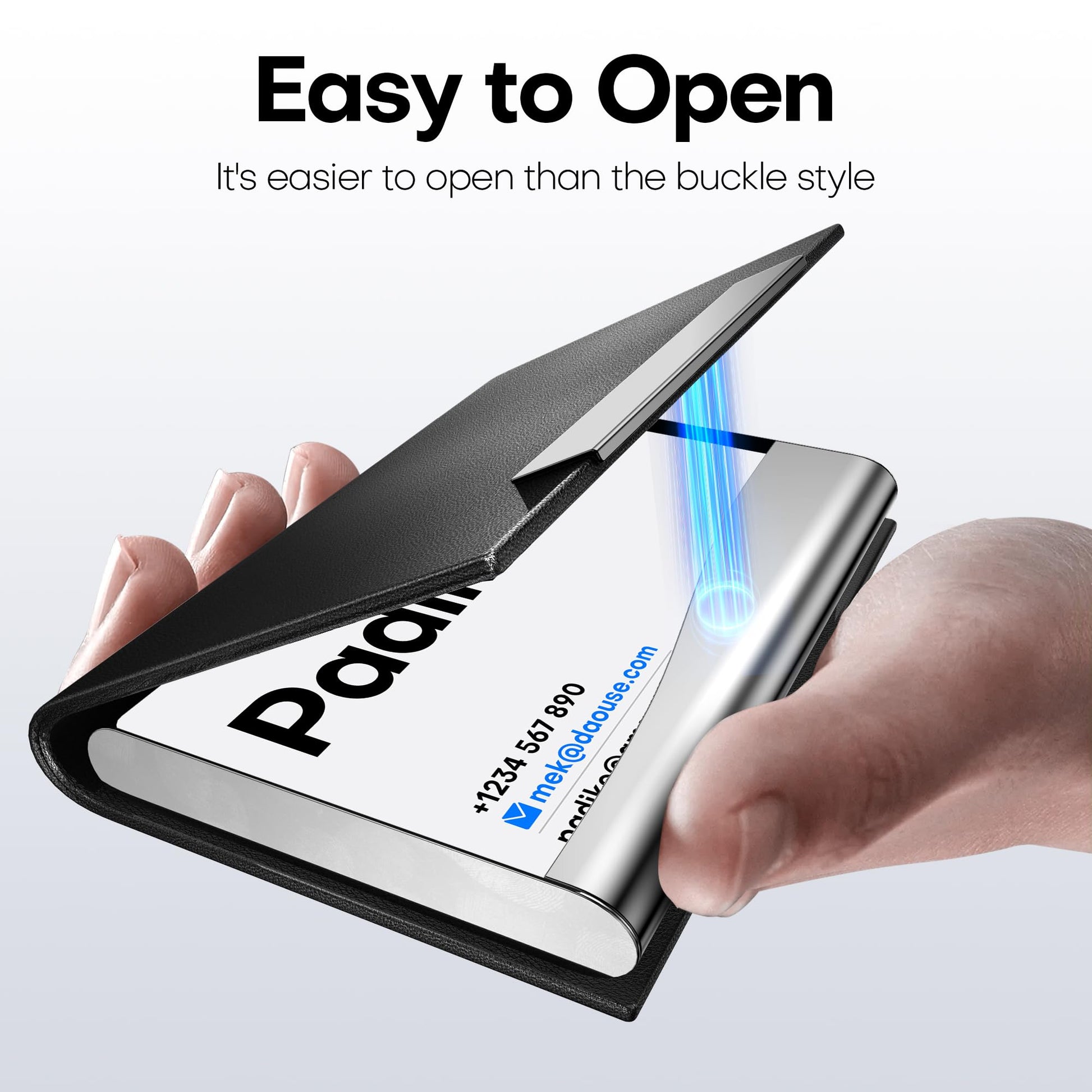 Padike Business Card Holder/ Case Professional PU Leather & Stainless Steel Multi Wallet Credit Card ID Case/Holder for Men & Women. (Black)