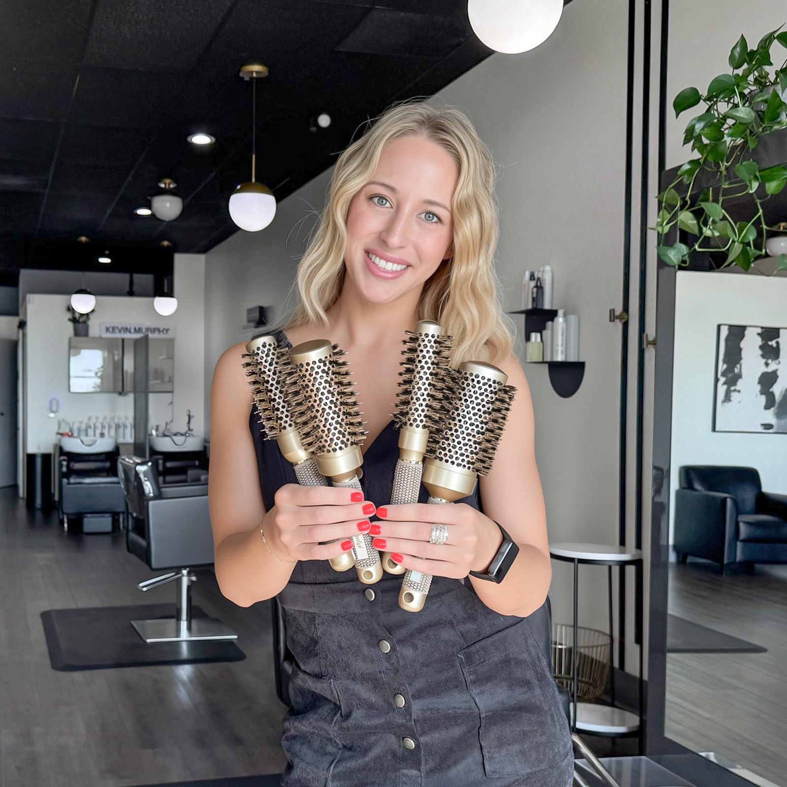 Round Brush for Blow Drying, Nano Thermal Ceramic & Ionic Tech Hair Brush with Boar Bristles, Professional Round Barrel Brush for Styling, Curling & Straightening by Sndyi (2.9 Inch, Barrel 1.7 Inch)