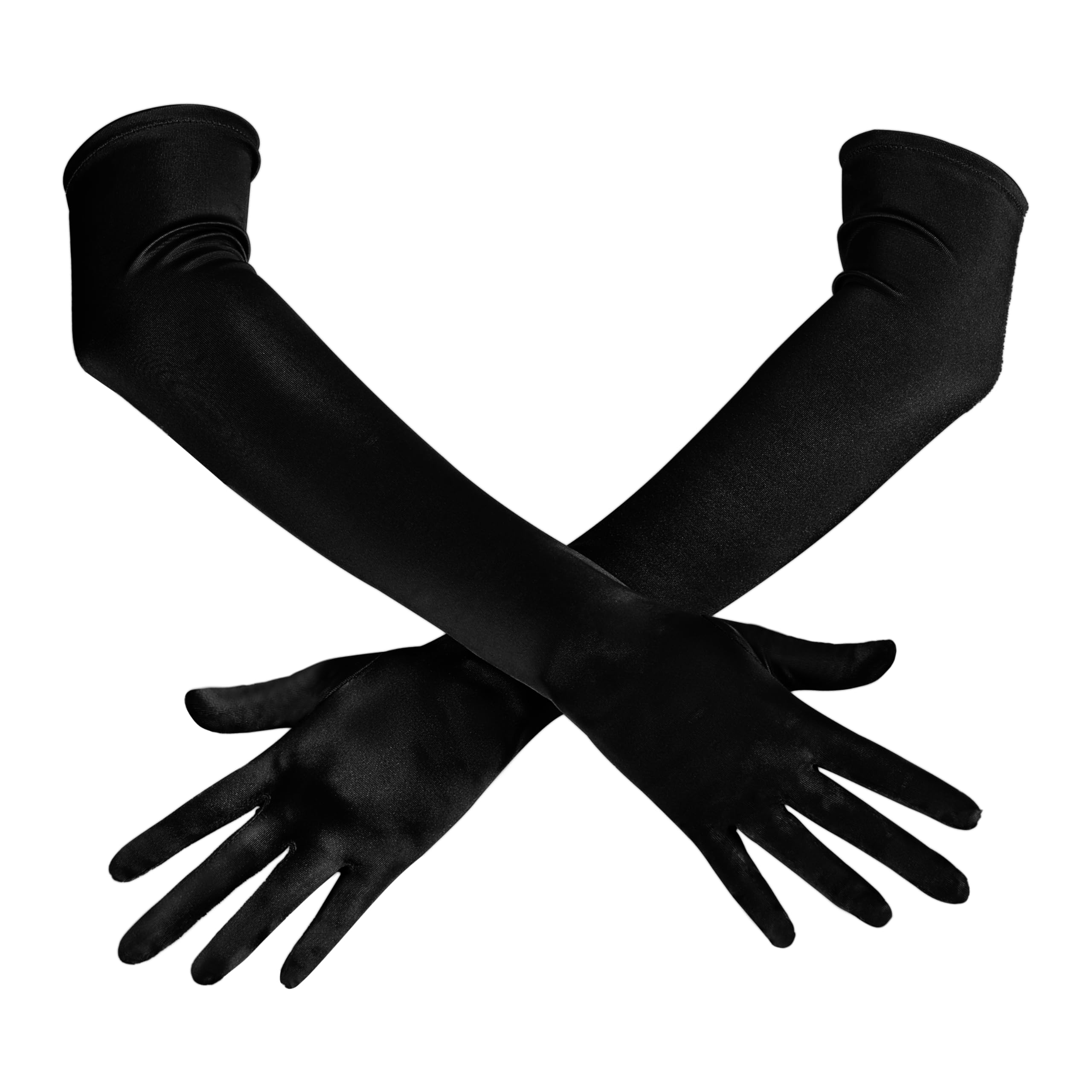 Spooktacular Creations Long Opera Party Gloves 20s Satin Dress White Gloves for Women, Silk Gloves Stretchy Adult Size Elbow Length Gloves