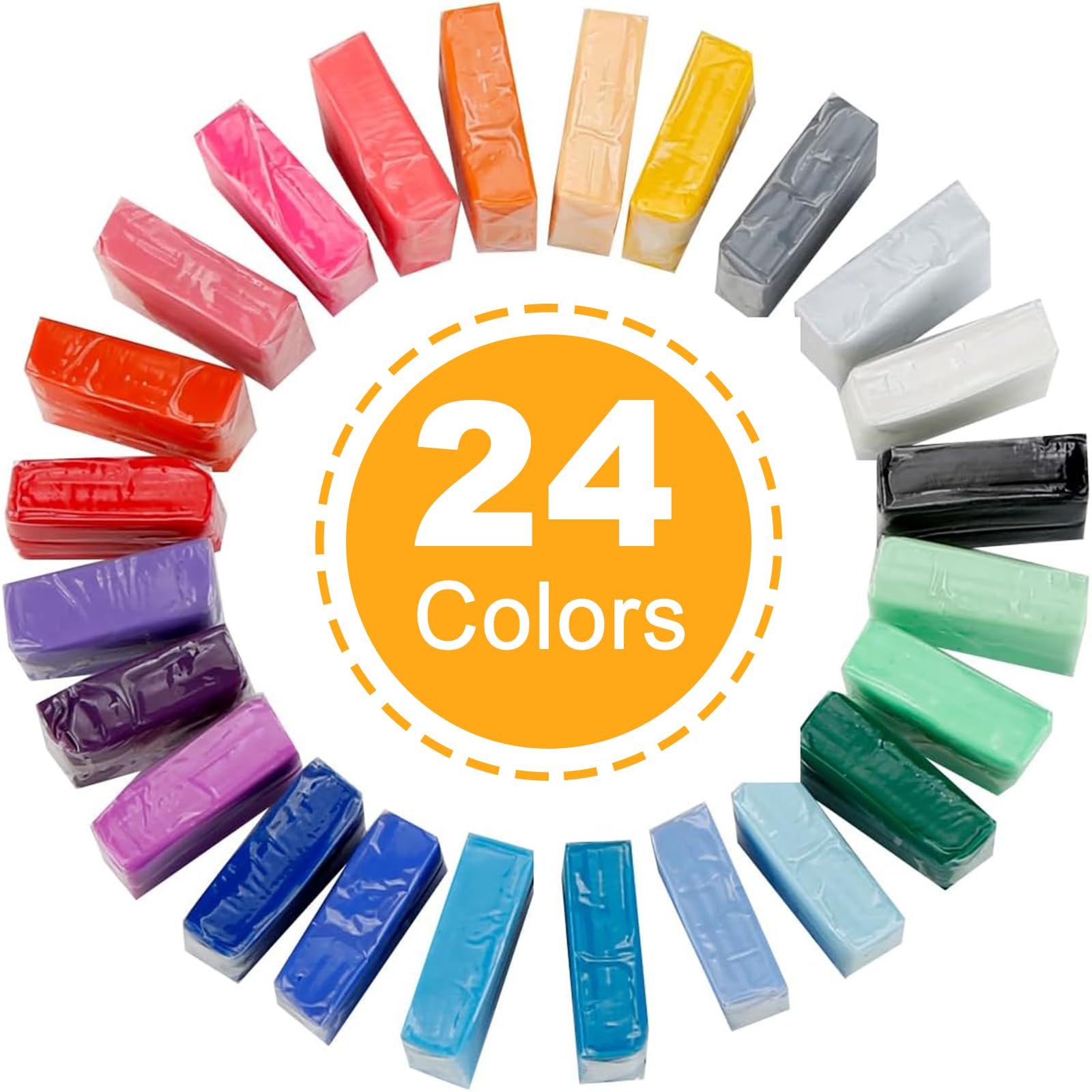 CiaraQ 24 Colors Small Block Polymer Clay Starter kit, Oven Bake Clay, CPSC Conformed Non-Toxic Molding DIY Clay, Great for Kids, Beginners