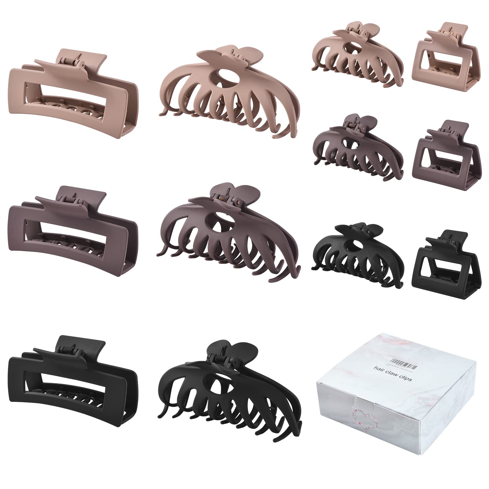 12 Pack Hair Claw Clips include 4.1 inch Large Clip and 2 inch Small Clip for Thick Thin Hair, Strong Hold jaw clip Big Non-slip Matte Hair Clips for Women,Neutral ColorsÃ¢ÂÂ¦