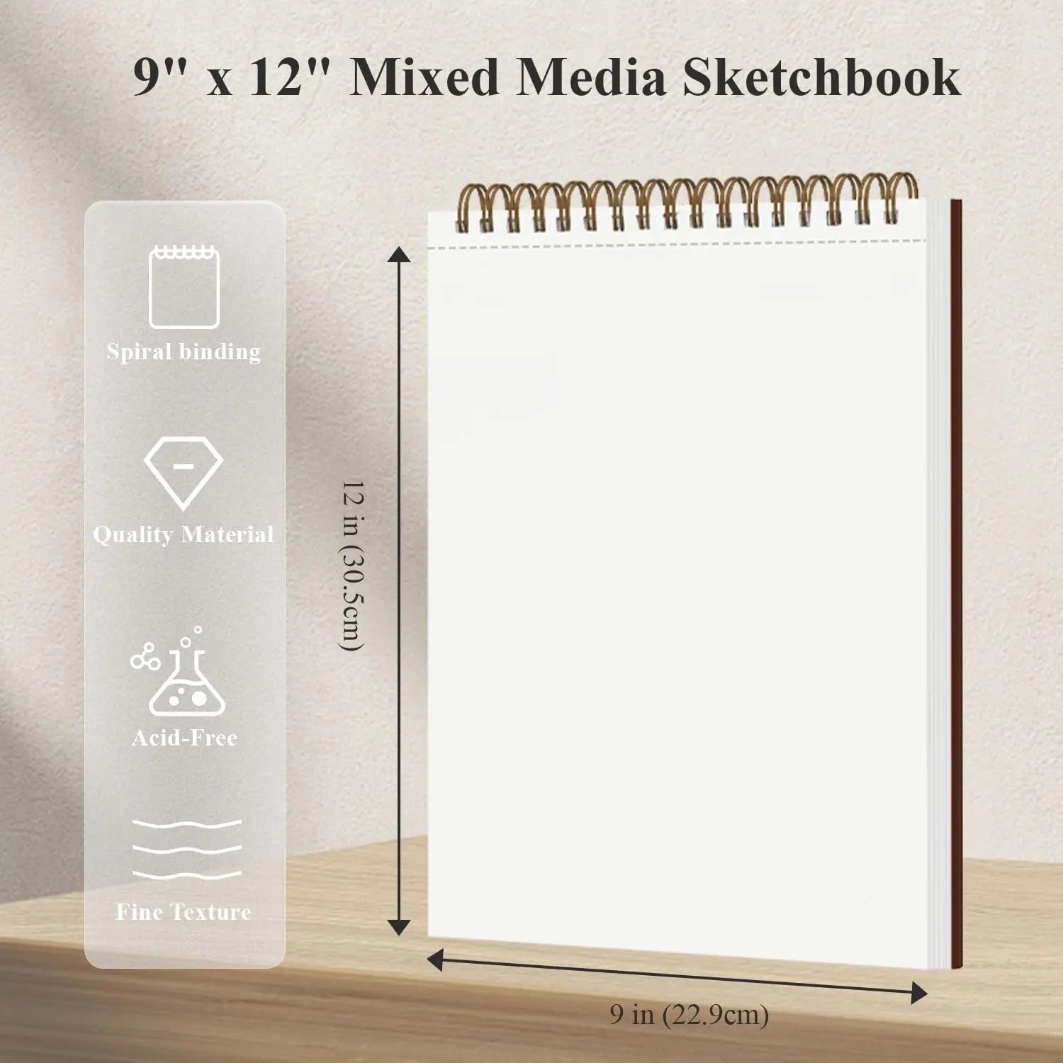 Mixed Media Sketchbook 9" x 12" - Multimedia Sketchbook Hardcover, Spiral Bound, 60 Sheets 98lb/160gsm Mixed Media Paper, Watercolor Sketchbooks for Artist Supplies, Painting, Drawing & Art Supplies.