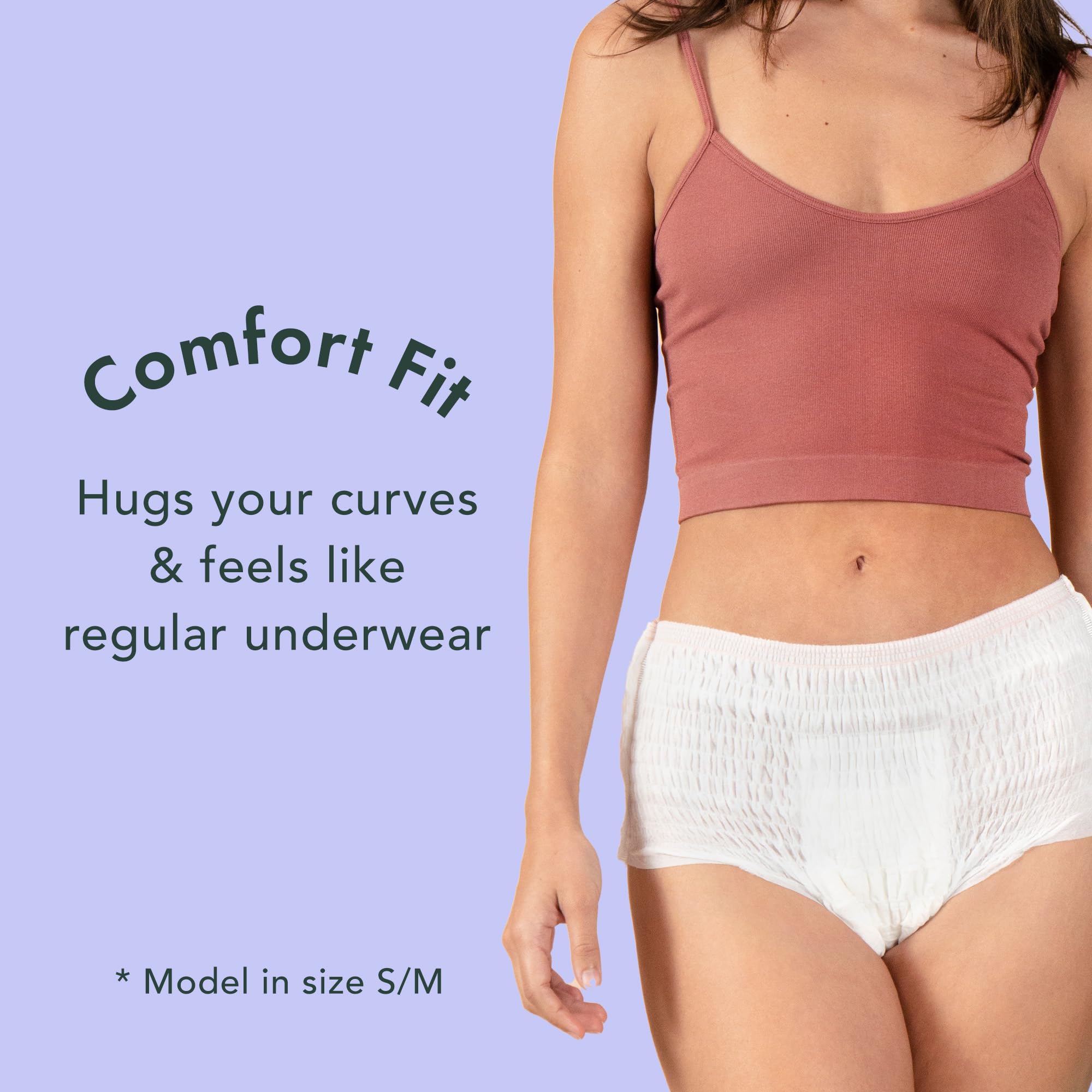 Rael Disposable Underwear for Women, Organic Cotton Cover - Postpartum Essentials, Leak Locker, Unscented, Maximum Coverage (Size S-M, 20 Count)