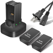 2 Pack 4800mAh Rechargeable Battery Pack with Dual Charging Station Dock for Xbox 360 Controller