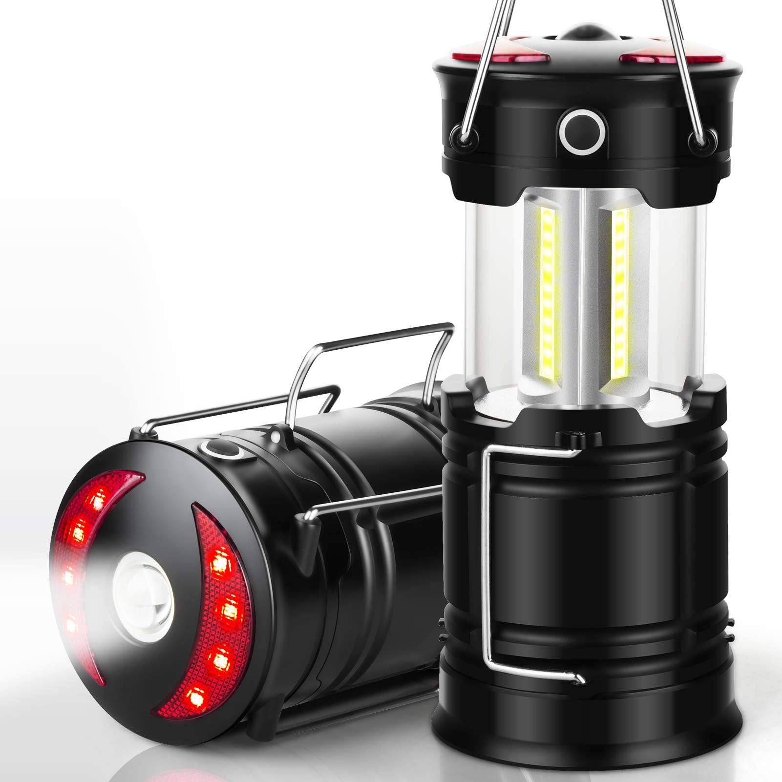 2er-Pack Campinglaternen Campingzubehör USB wiederaufladbar und batteriebetrieben 2-in-1 LED-Laternen, Sturmlaternen mit Taschenlampe und Magnetfuß für Camping, Wandern, Notfälle, Stromausfälle