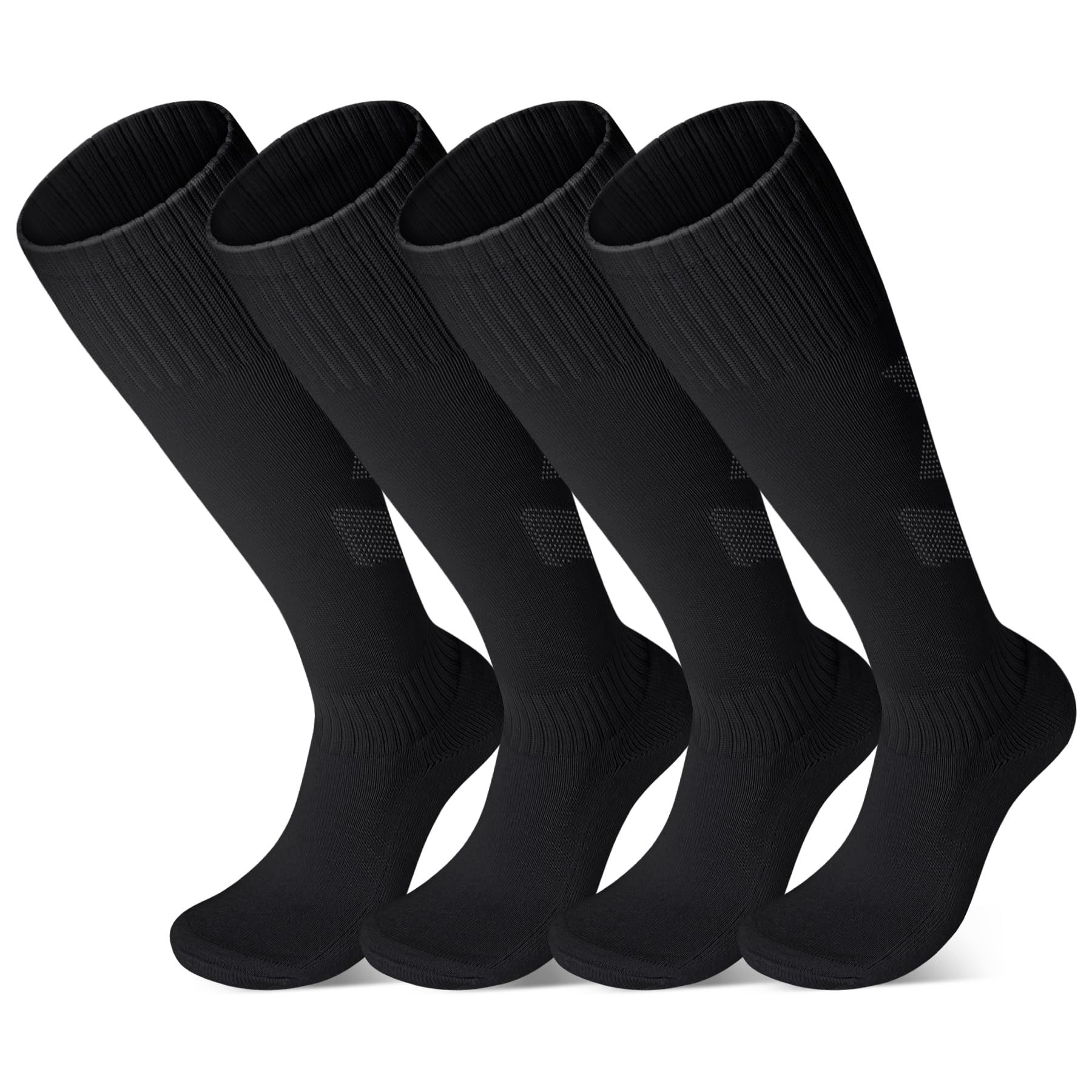 FPAKDH 2 Pairs Kids Soccer Socks for 7-13 Years Old Breathable Sports Training Socks for Girls Boys Football Socks Black