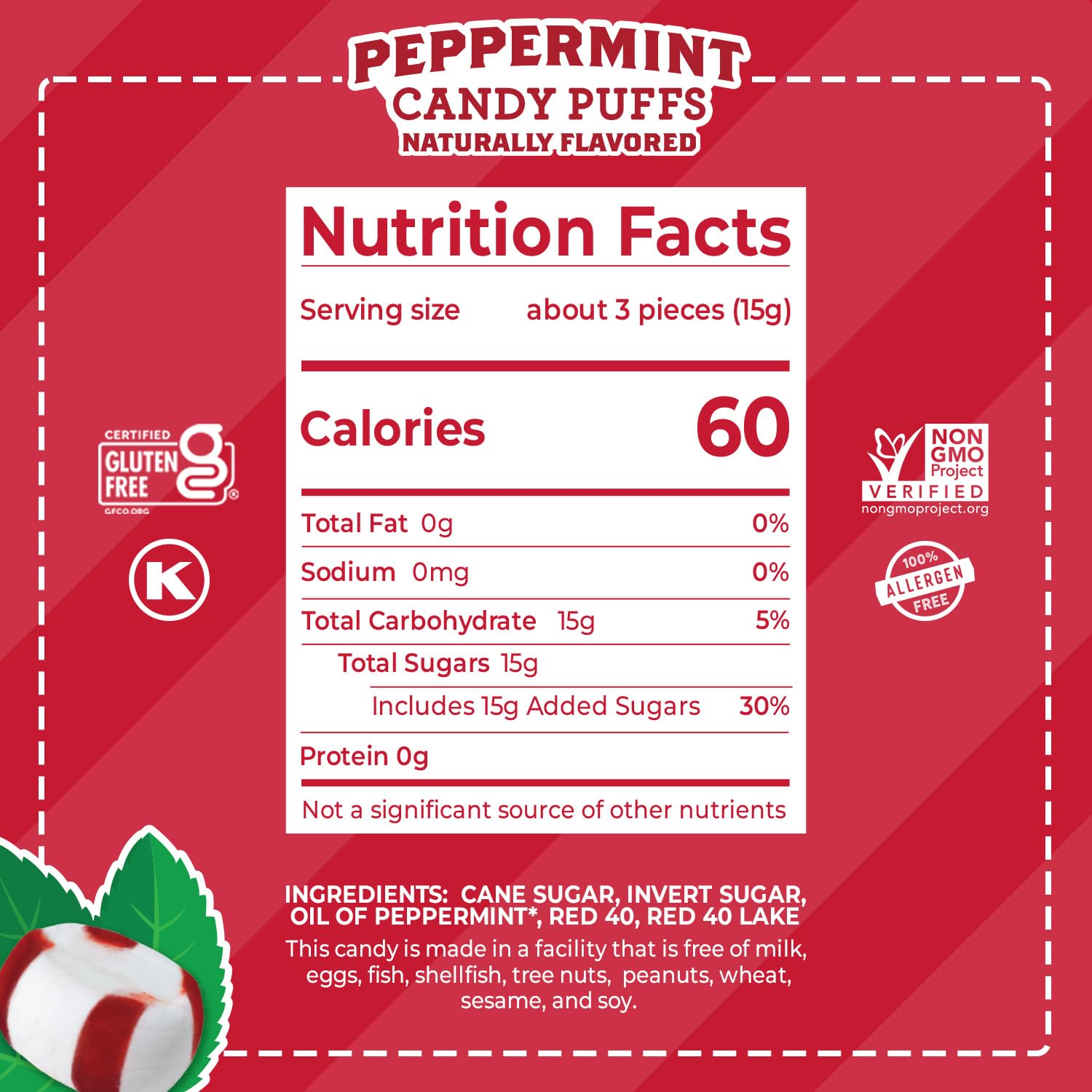 Red Bird Soft Peppermint Candy, Individually Wrapped, Gluten Free Breath Mints, 52 oz Tub
