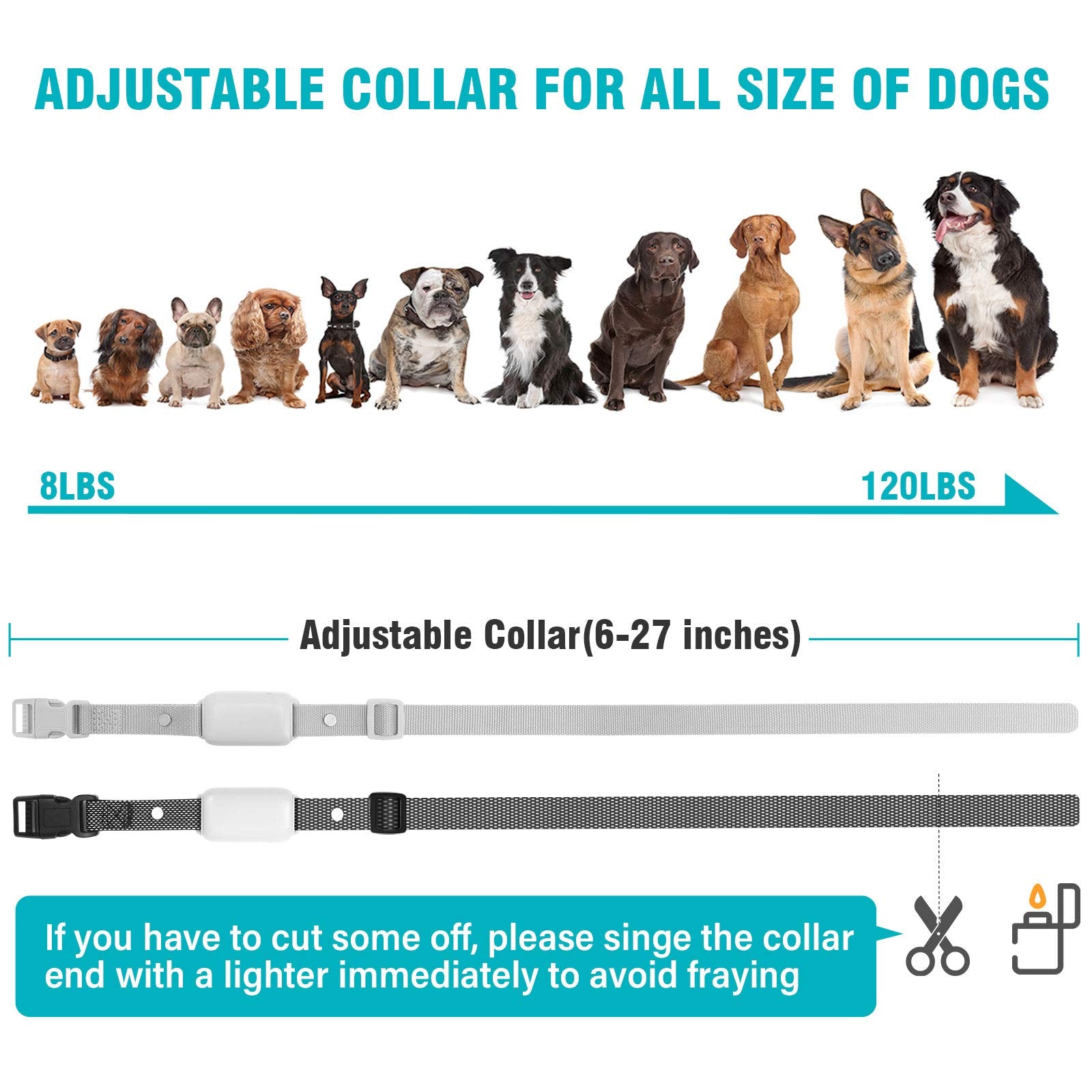 Bousnic Dog Shock Collar for 2 Dogs - (8-120lbs) Waterproof Rechargeable Electric Dog Training Collar with Remote for Small Medium Large Dogs with Beep Vibration Safe Shock Modes(Grey)