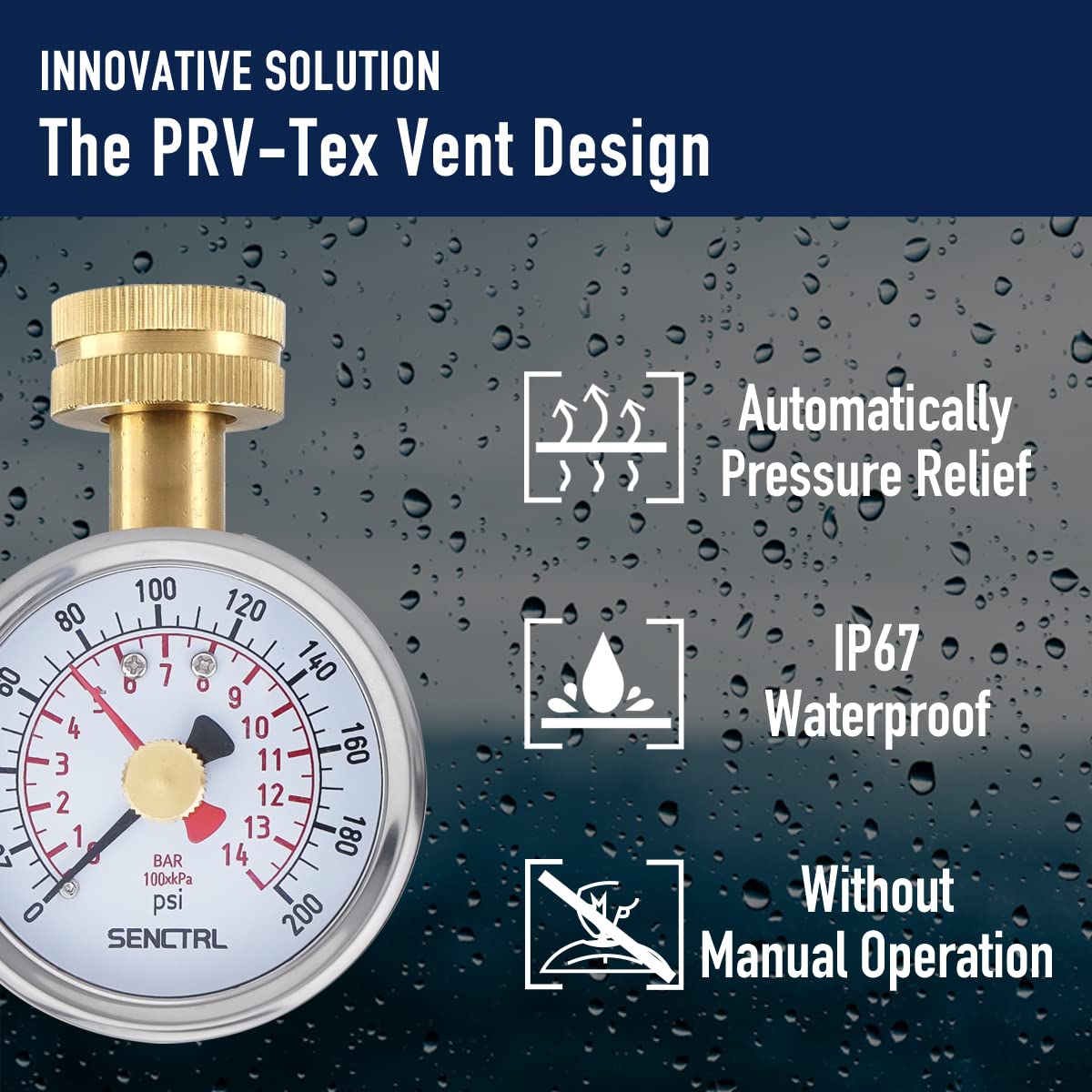 SENCTRL 0-200 Psi Water Pressure Gauge Test with Lazy Hand, Lead-Free, Waterproof, 2.5" Dial Size, 3/4" Female Garden Hose Thread, Stainless Steel Case, for Home Potable Water, House Tube