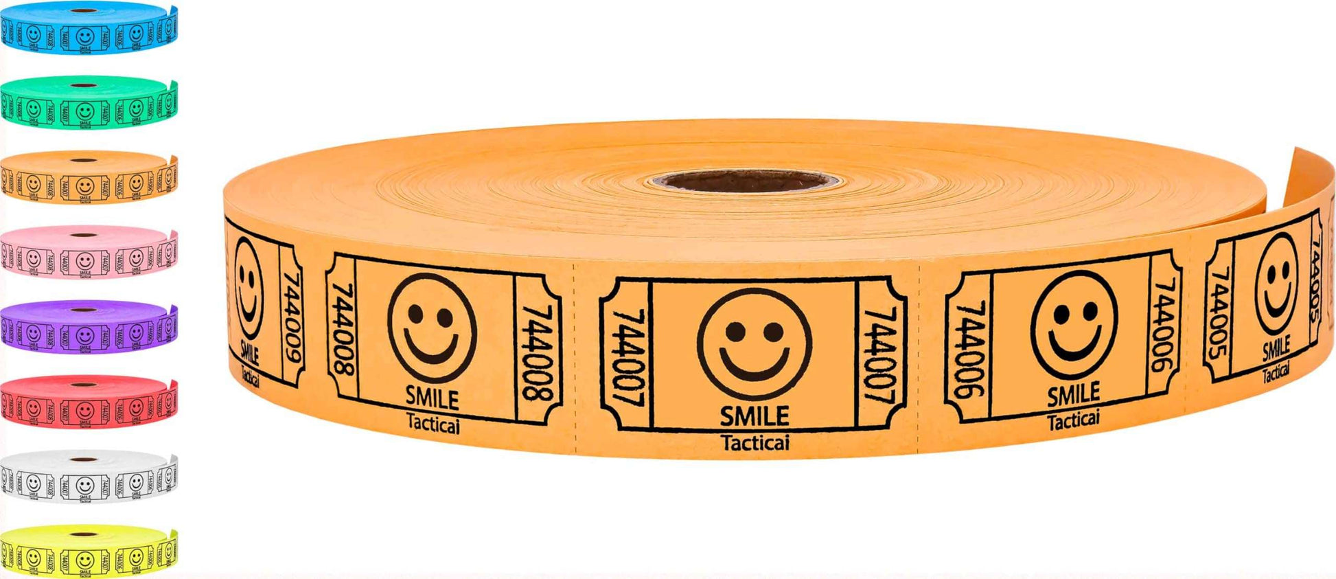 Tacticai 2000 Raffle Tickets, Smile, Blue (8 Color Selection), Single Roll, Ticket for Events, Entry, Class Reward, Fundraiser & Prizes