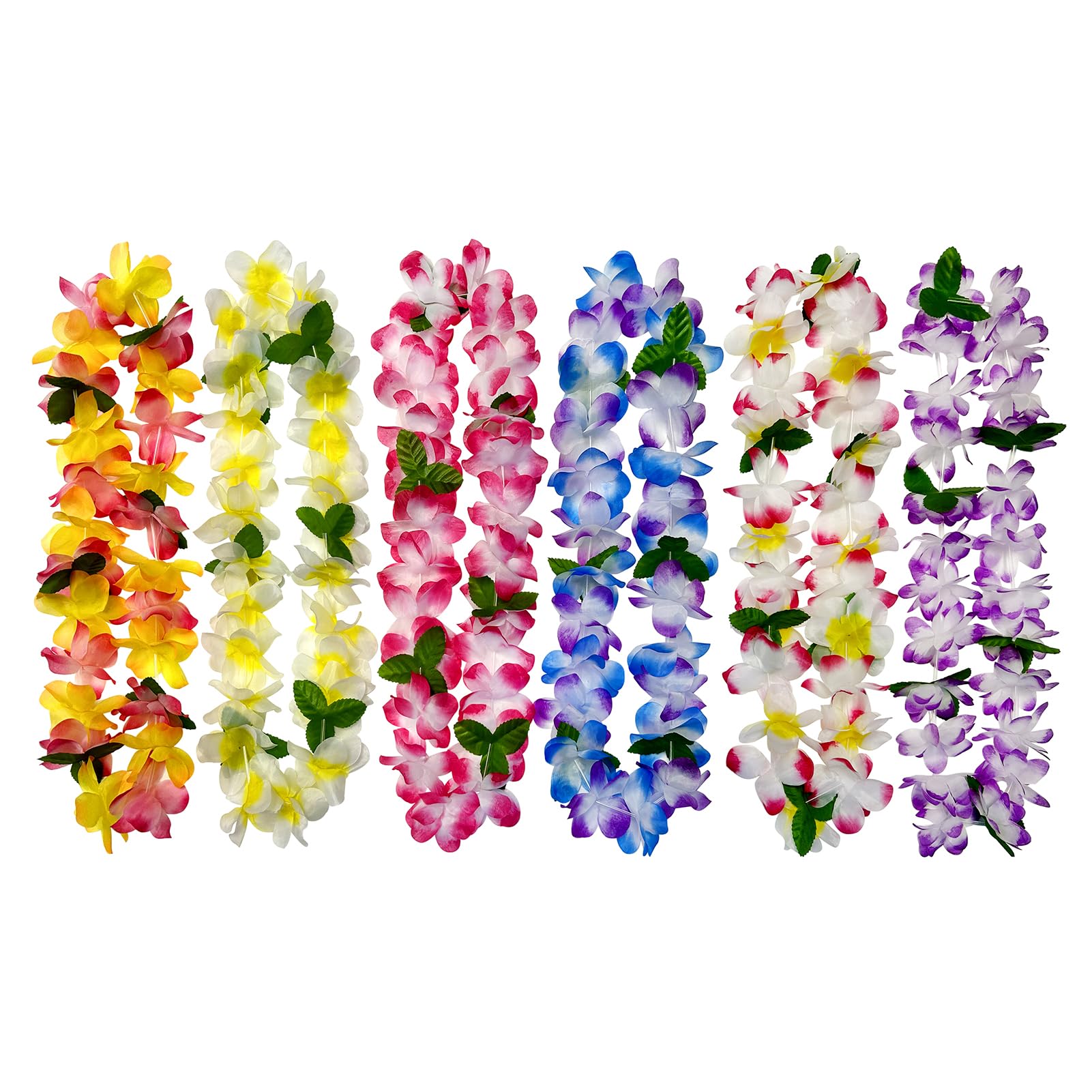 FreshDear 6 Counts Hawaiian Leis Bulk,leis for luau party,hawaiian leis for adults,beach party favors for adults,Summer Beach Vacation,Theme Party Decorations