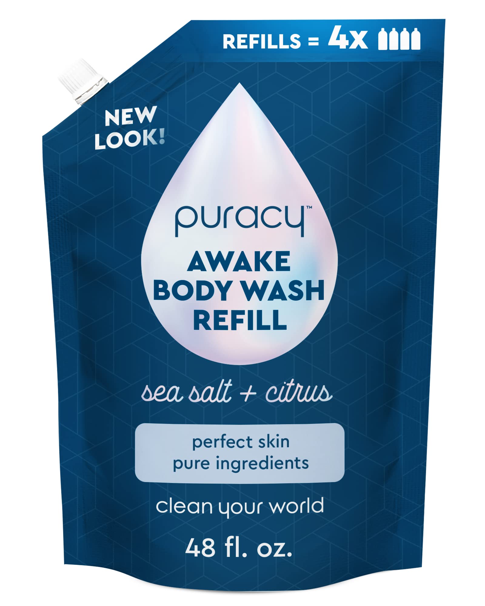 Puracy Body Wash, Natural Body Wash, 98.6% Pure Plant Ingredients, Moisturizing Shower Gel for Women Men Kids, Body Soap for Dry Sensitive Skin. Gently Scented with Citrus & Sea Salt, 12 Oz (2-Pack)